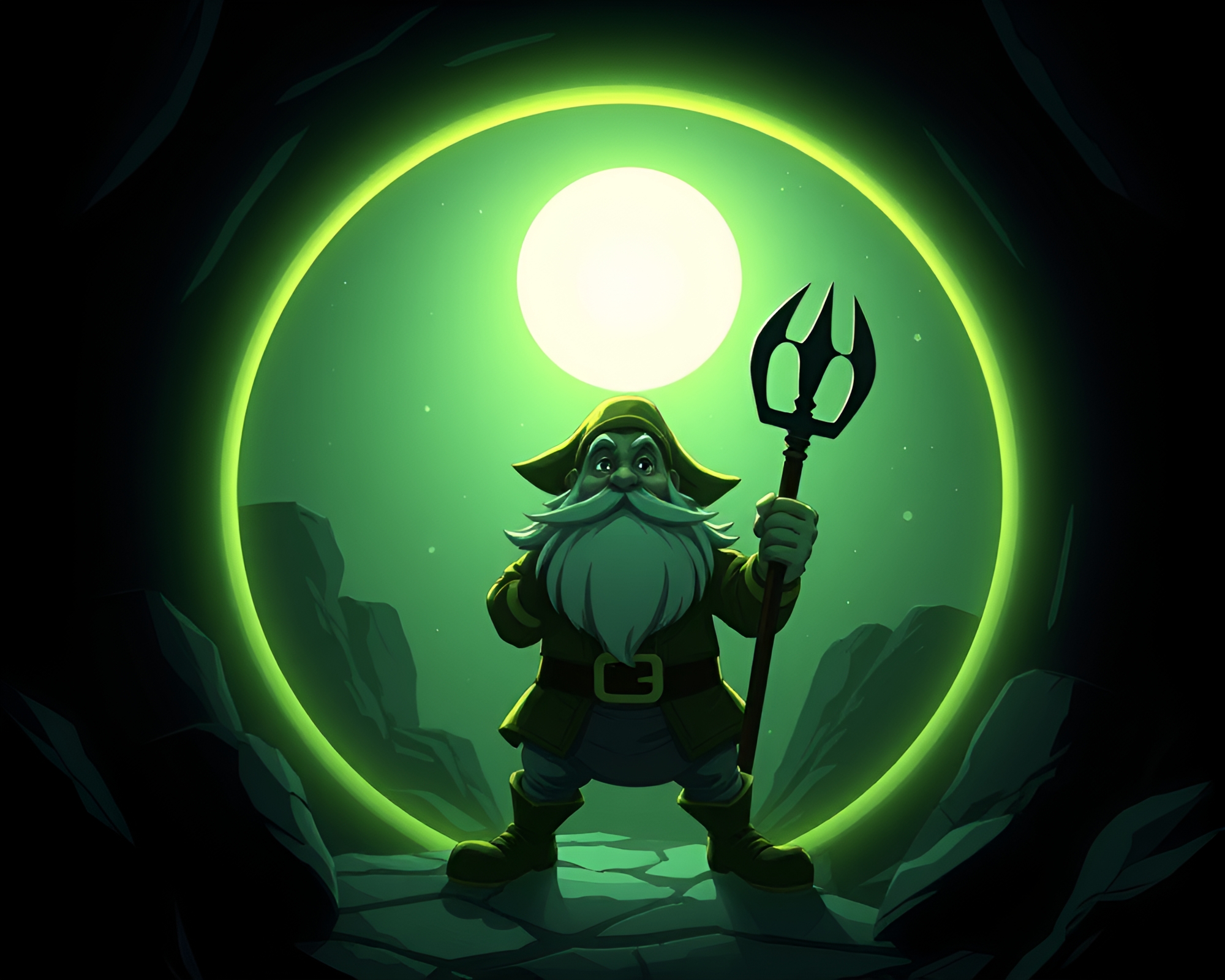 Glowing Dwarf King in Circular Cel Shaded Frame – free AI stock image