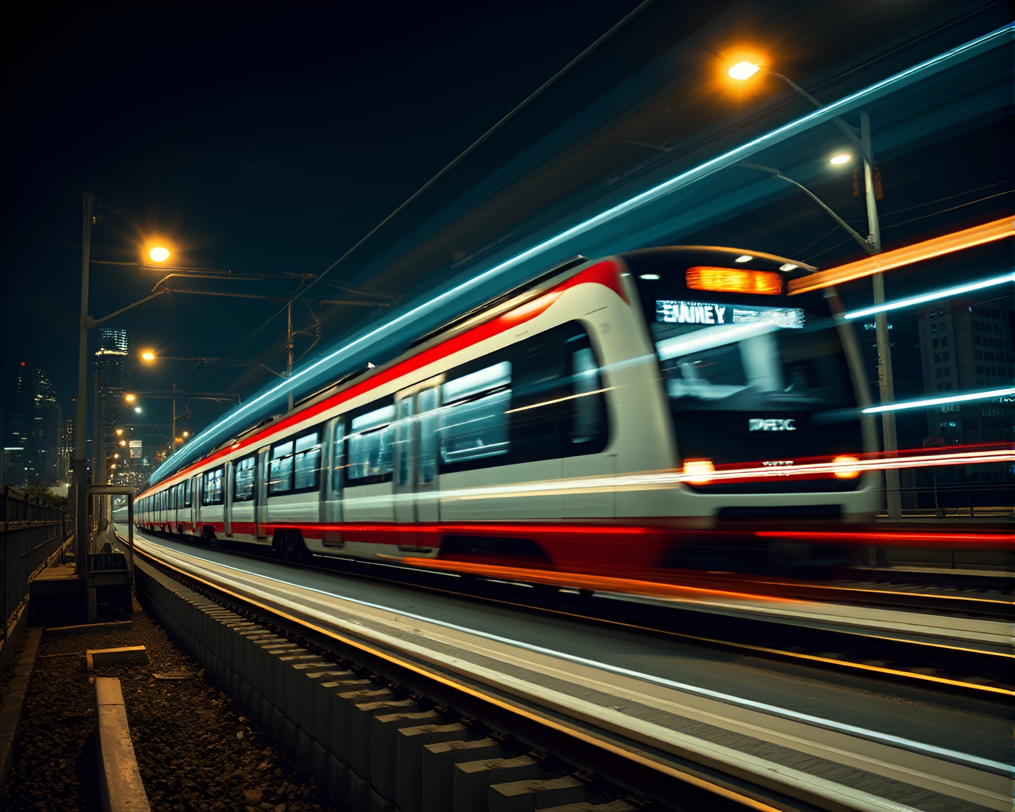 Minimalist Double Exposure of Magnetic Levitation Train – free AI stock image