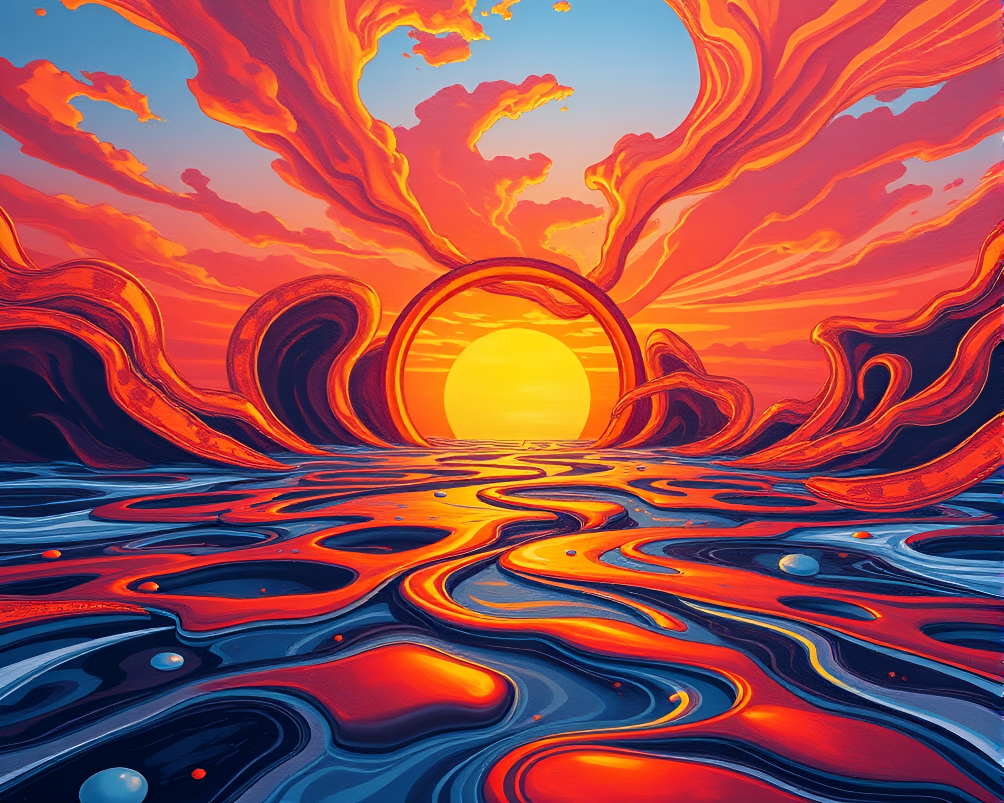 Multiverse Portal Street Art Tags at Sunset – free AI stock image