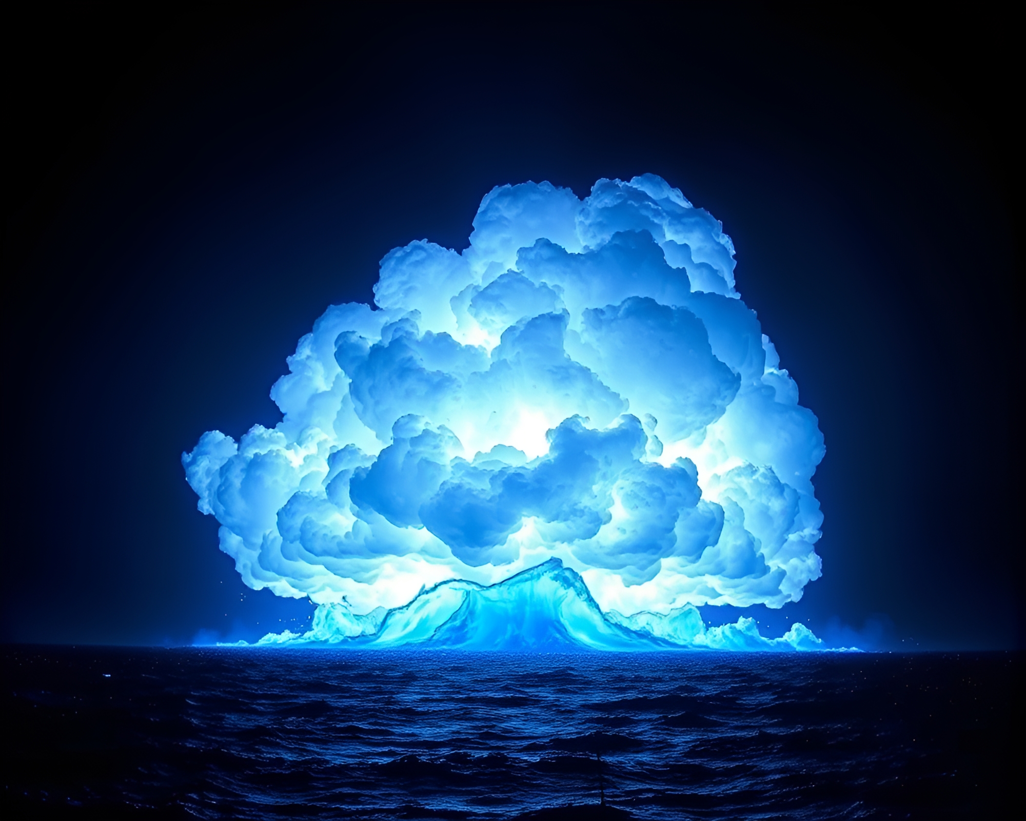 Leviathan’s LED Ocean Explosion Art – free AI stock image