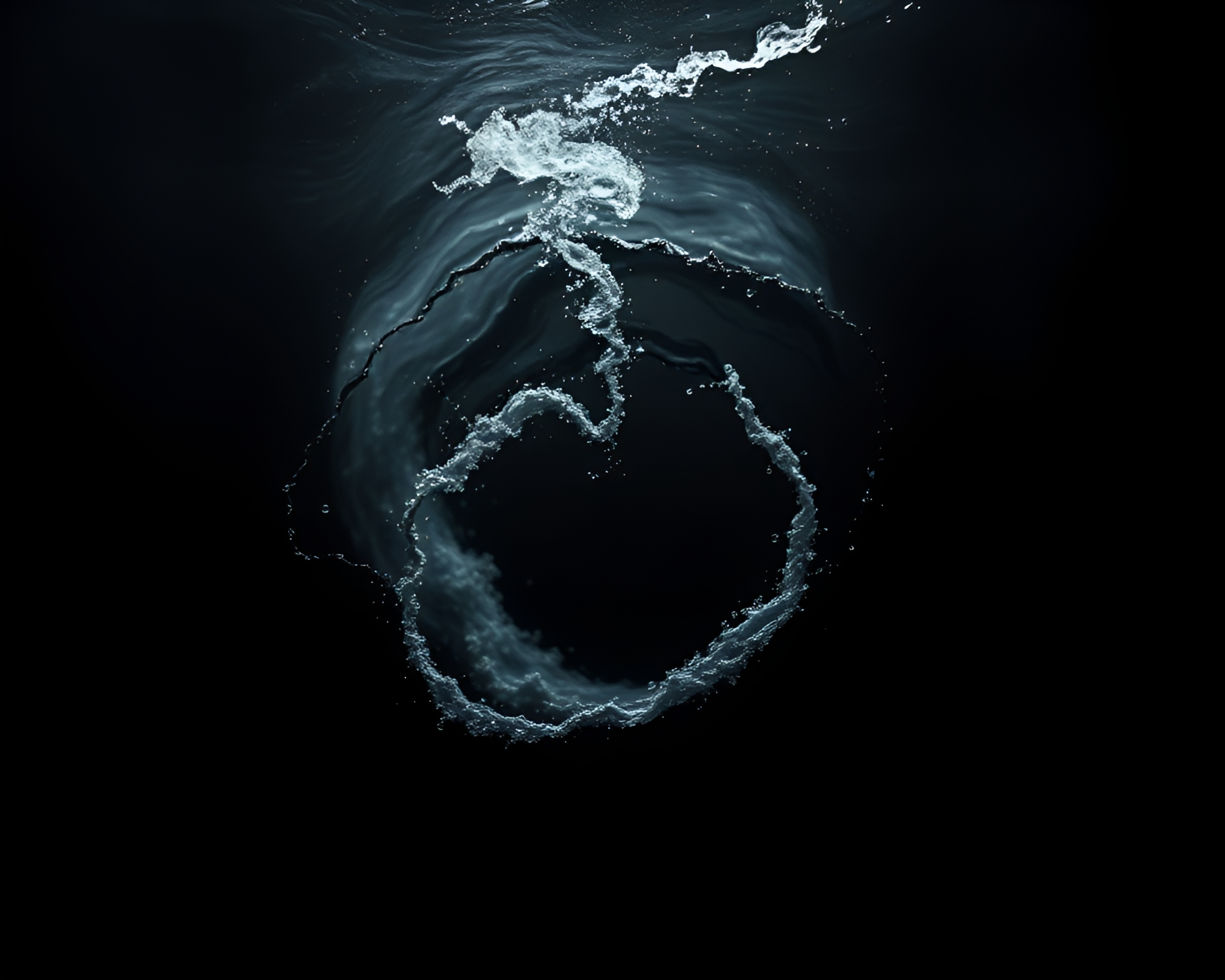 Enigmatic Water Whirlpool in Charcoal Black Underwater Dome – free AI stock image
