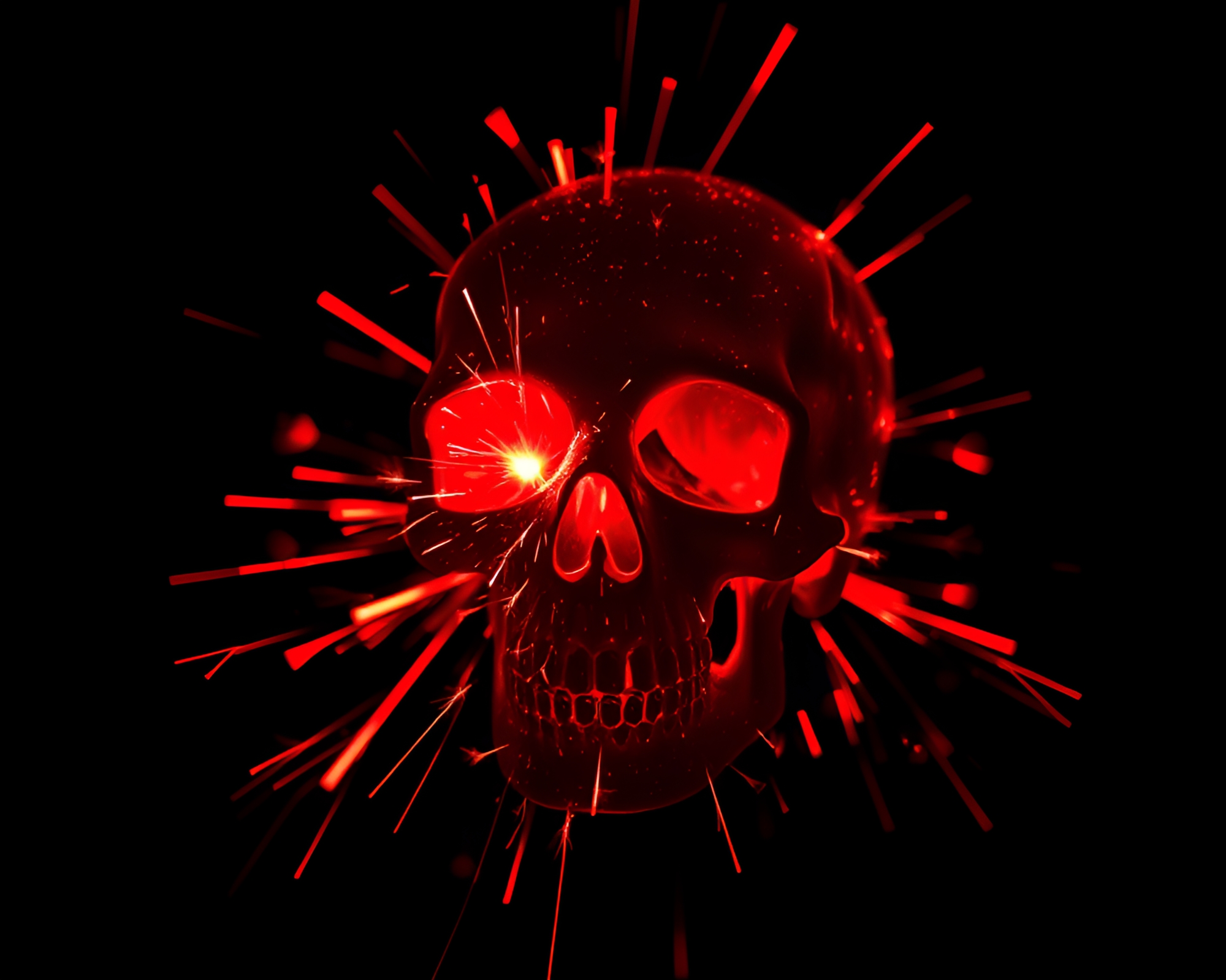 Ethereal Ruby Red Crystal Skull Sparkler Trails – free AI stock image