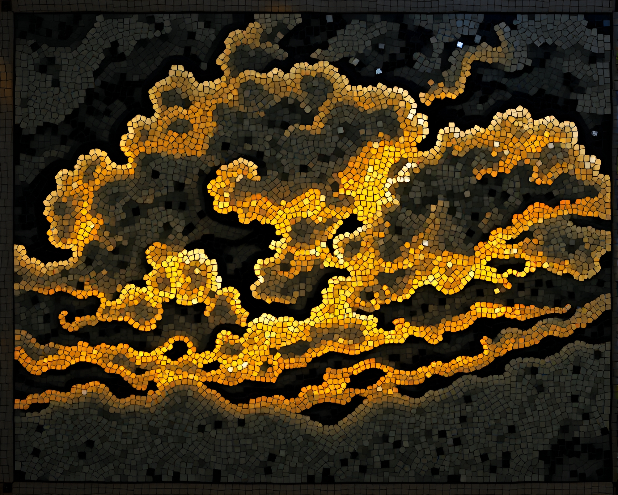 Écorché Zebra Among Mosaic Clouds – free AI stock image