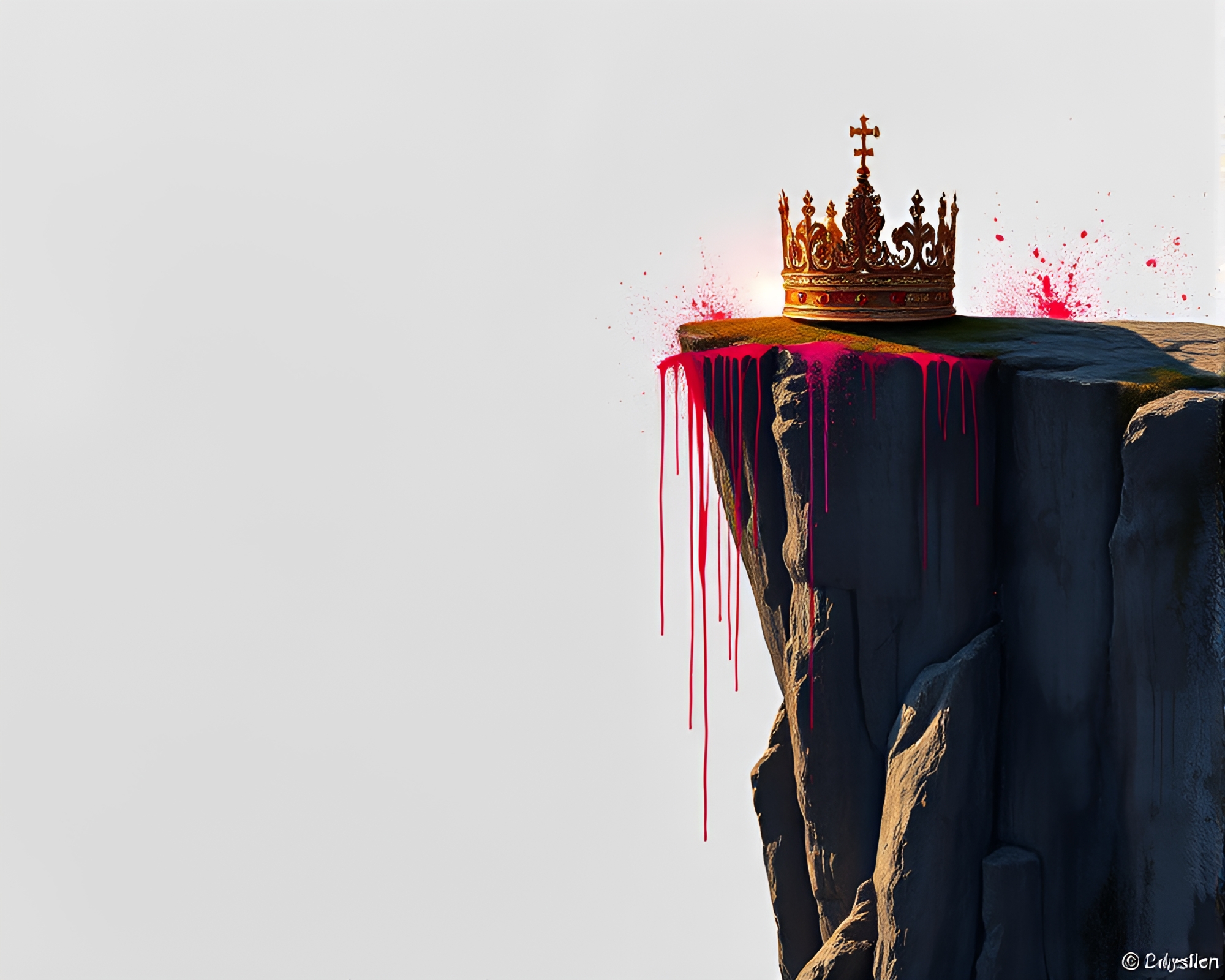 Spray Paint Crown on Cliffside Shadow in Photorealistic Style – free AI stock image