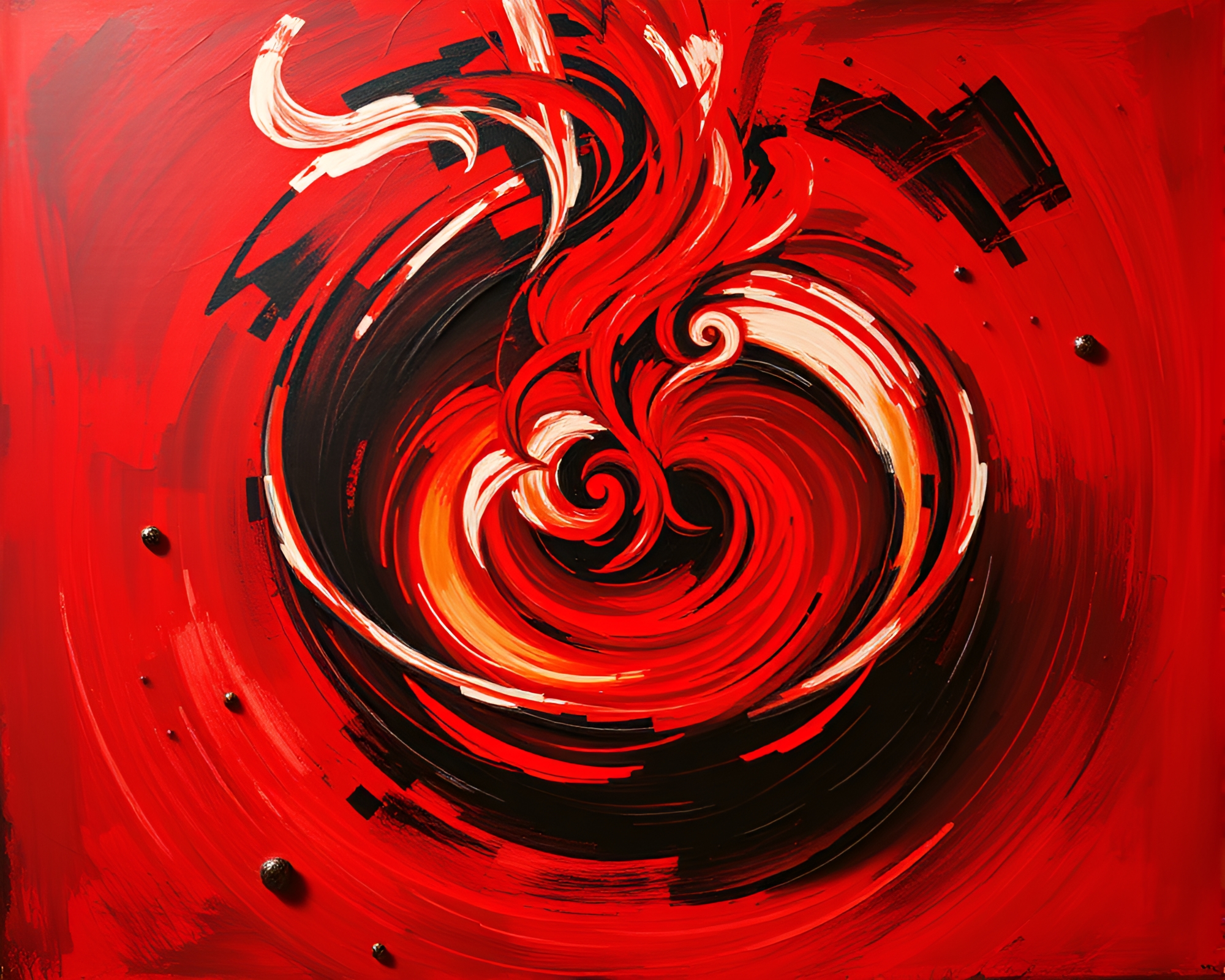 Surreal Ramen Bowl in Monochrome Red Expressive Painting – free AI stock image