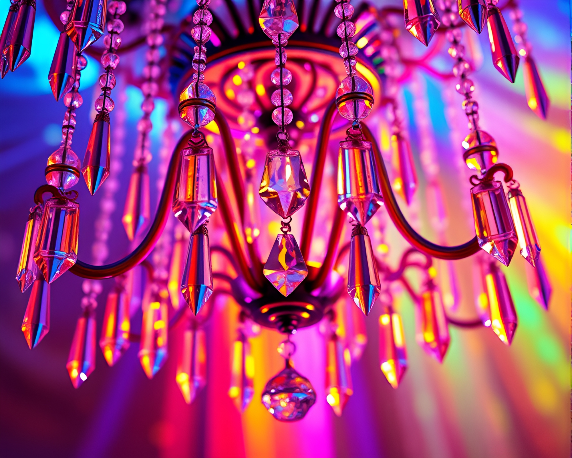 Cosmic Chandelier Explosion in Vaporwave Aesthetic – free AI stock image
