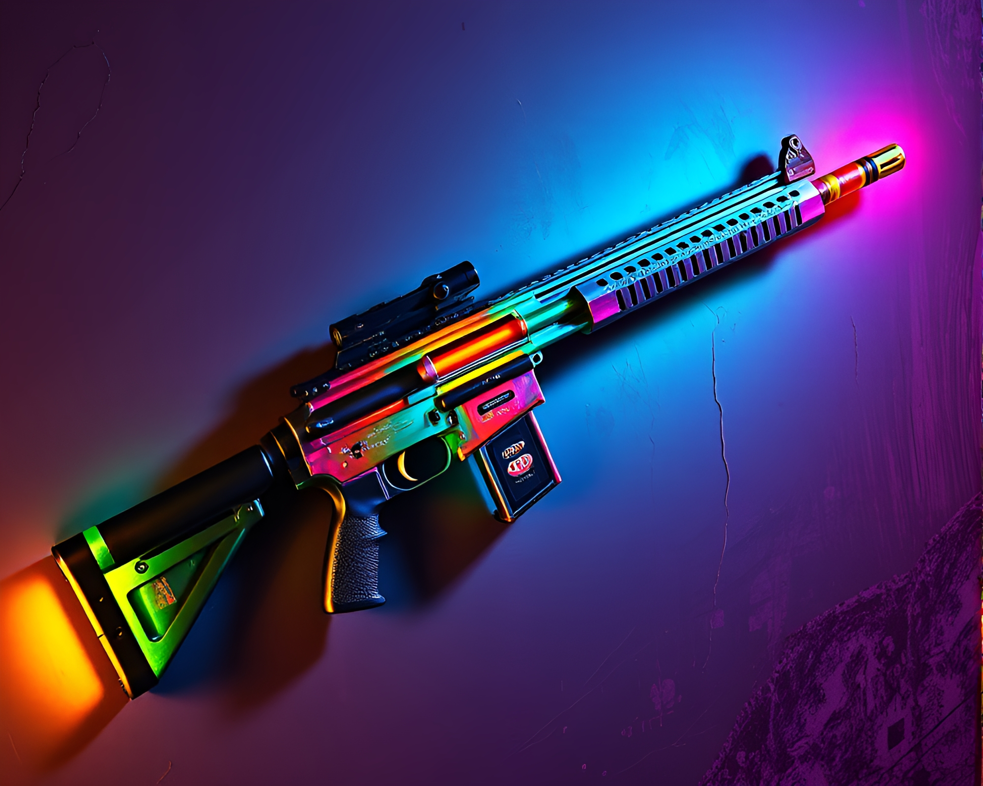 Plasma Rifle Mural Painting with Glossy Highlights – free AI stock image
