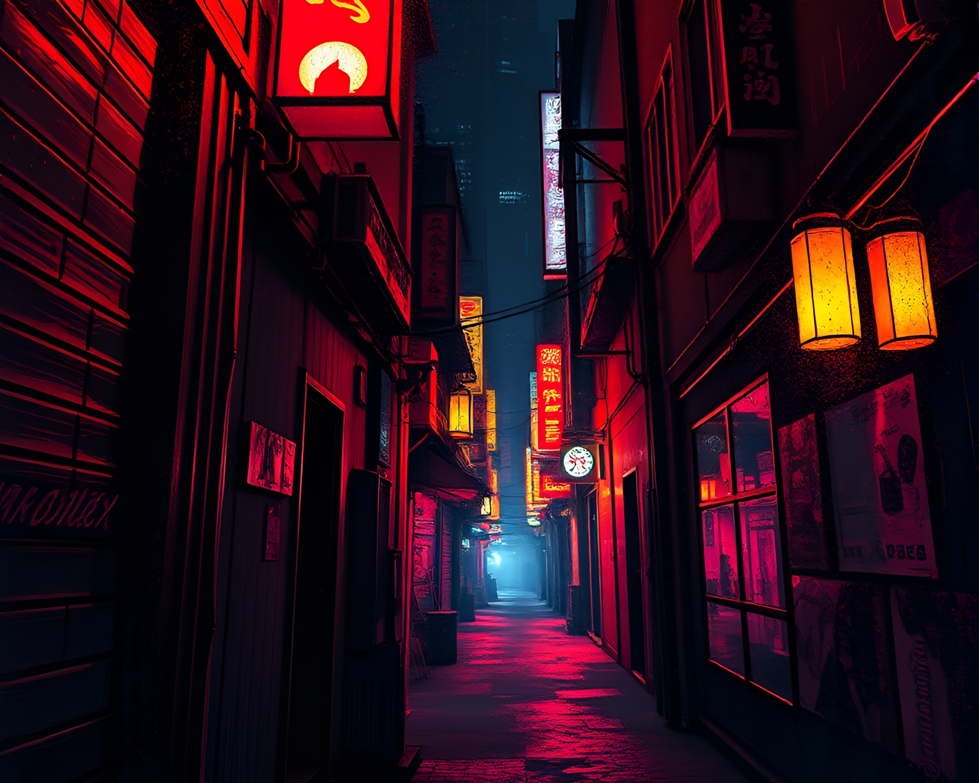 Neon-lit Cyberpunk Fashion Alley – free AI stock image