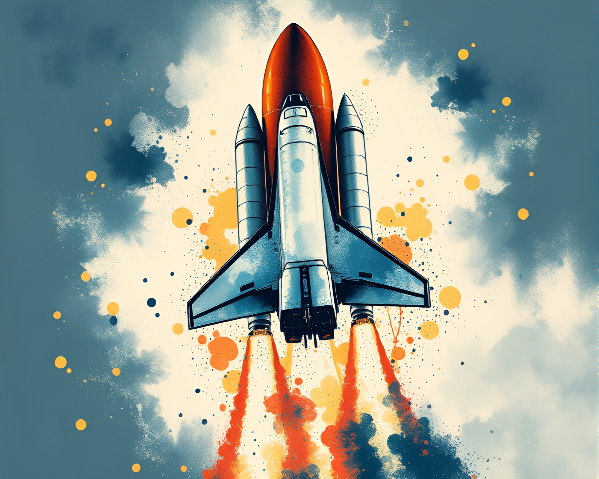 Zoom Burst Space Shuttle in Stipple Shading Palette – free AI stock image
