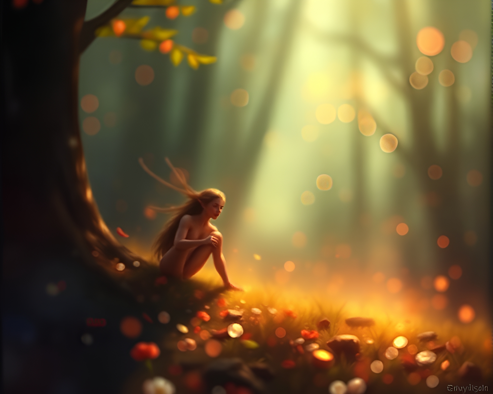 Enchanting Nymph in Soft Digital Painting – free AI stock image