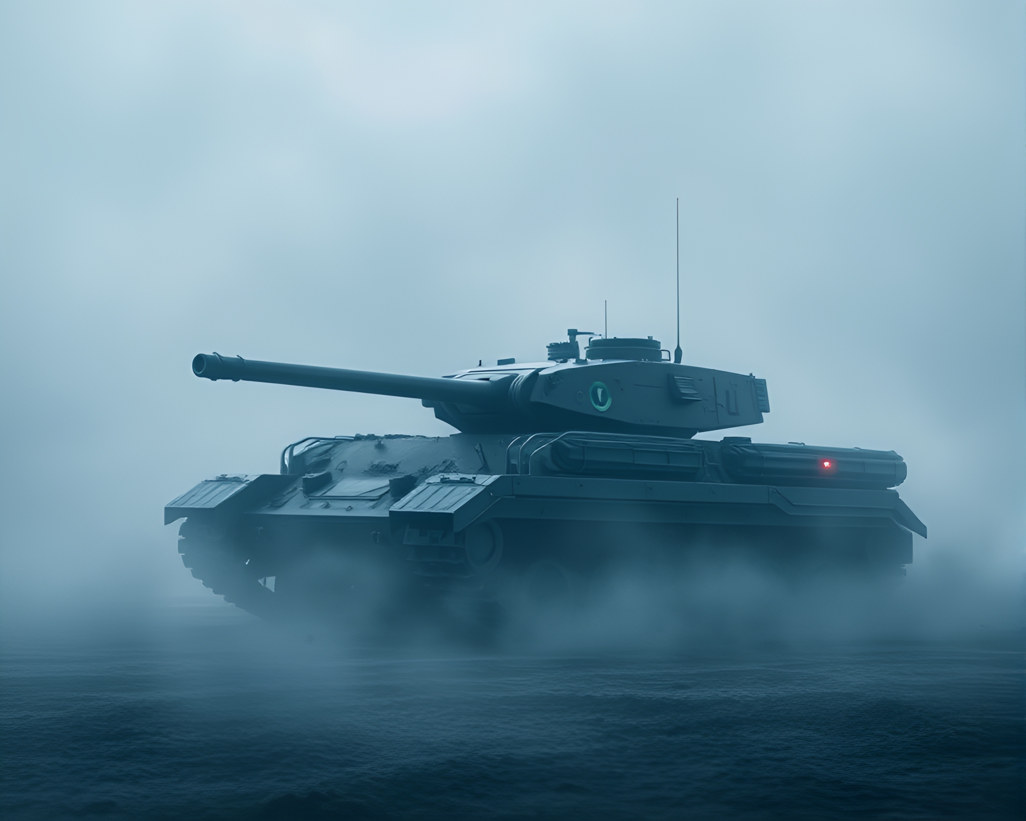 Armored Tank in a Misty Fractal Environment – free AI stock image