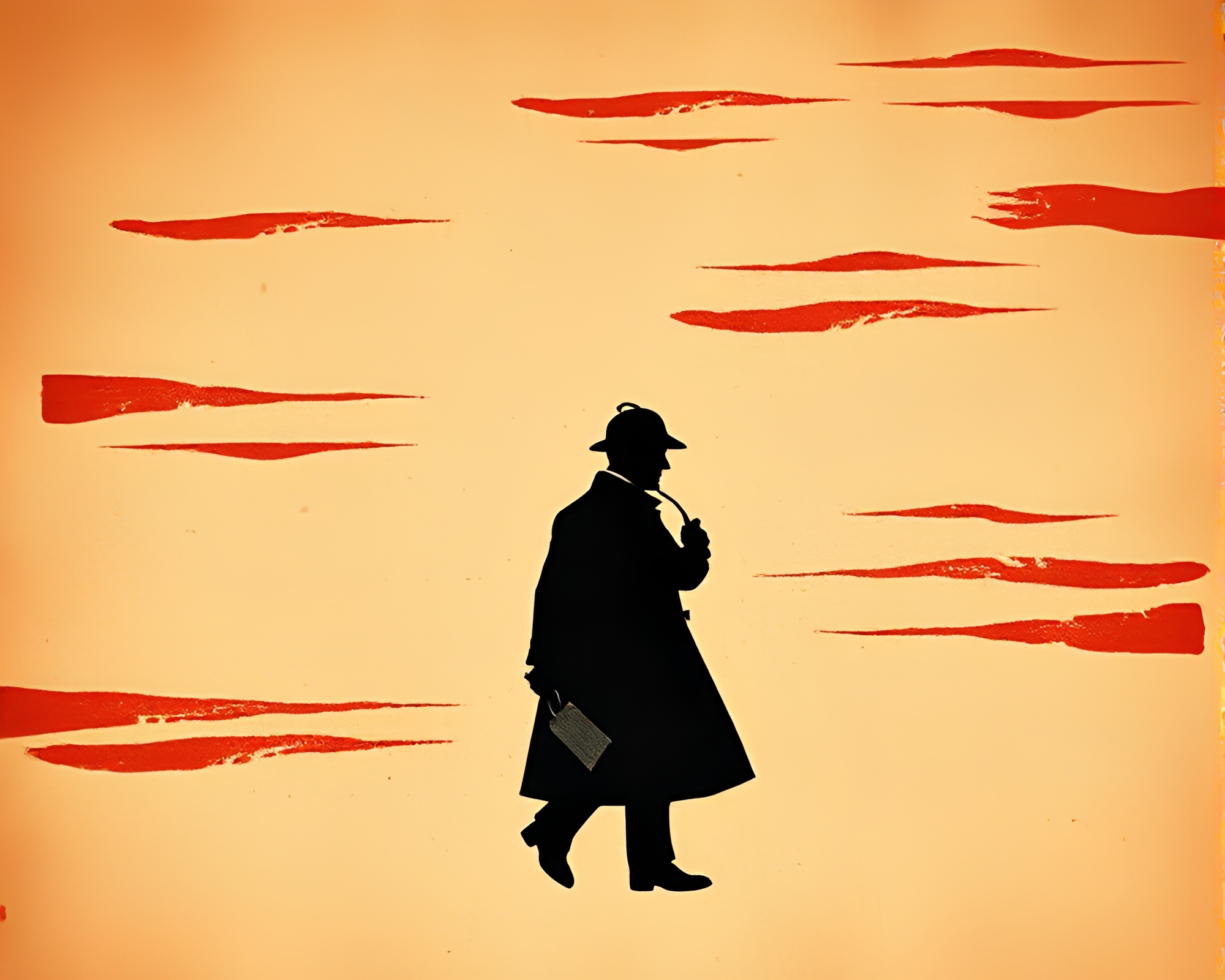 Sherlock Holmes silhouette in earth tone flat design – free AI stock image