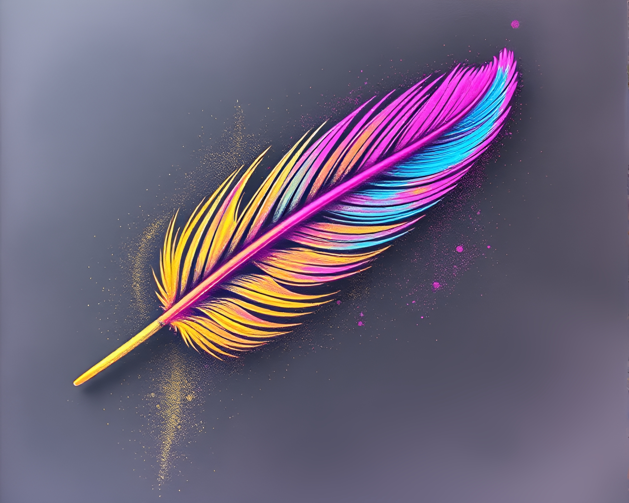 Neon Graffiti Feather Dusting Earth Tone Chalk Drawing – free AI stock image