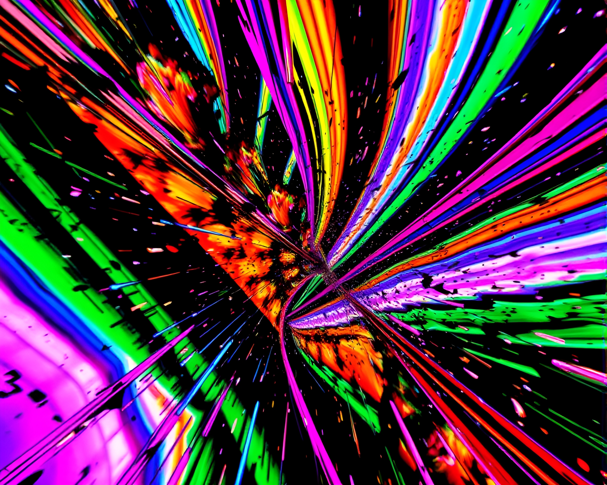Psychedelic Prism Splatter Art: Fractal Dreamscapes – free AI stock image