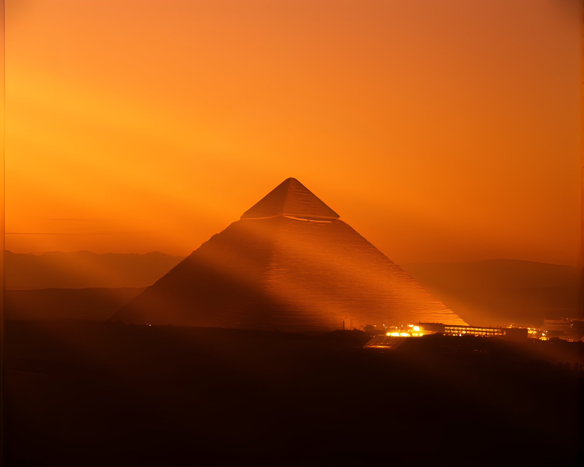 Majestic Pyramid Bathed in Golden Hour Light – free AI stock image