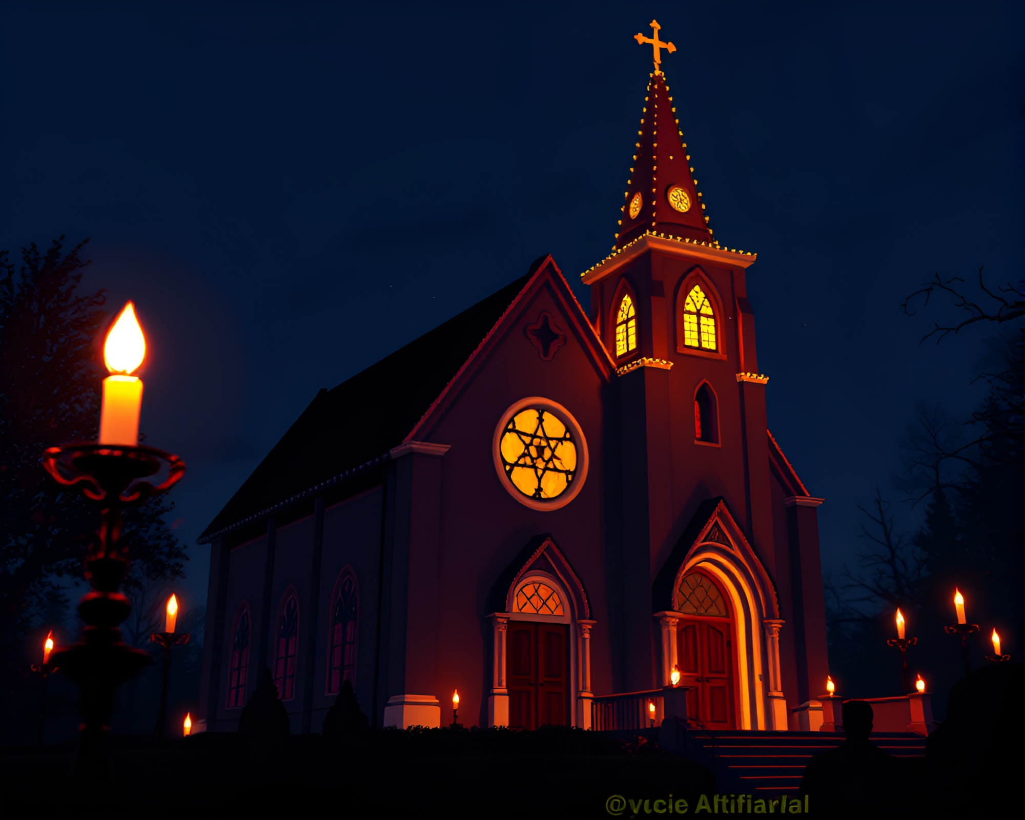 Pixel Art Violinist in Candlelit Church – free AI stock image