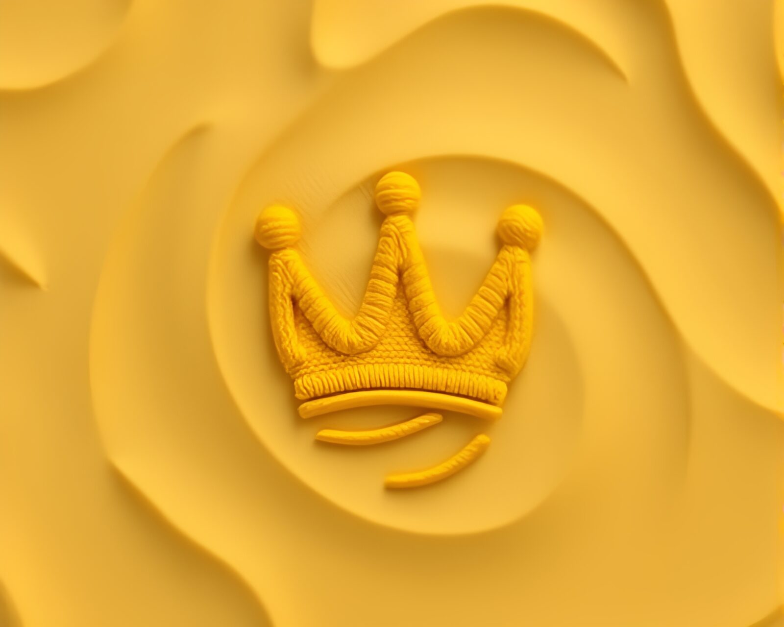 Crown-shaped sand swirl in vibrant mustard yellow hues