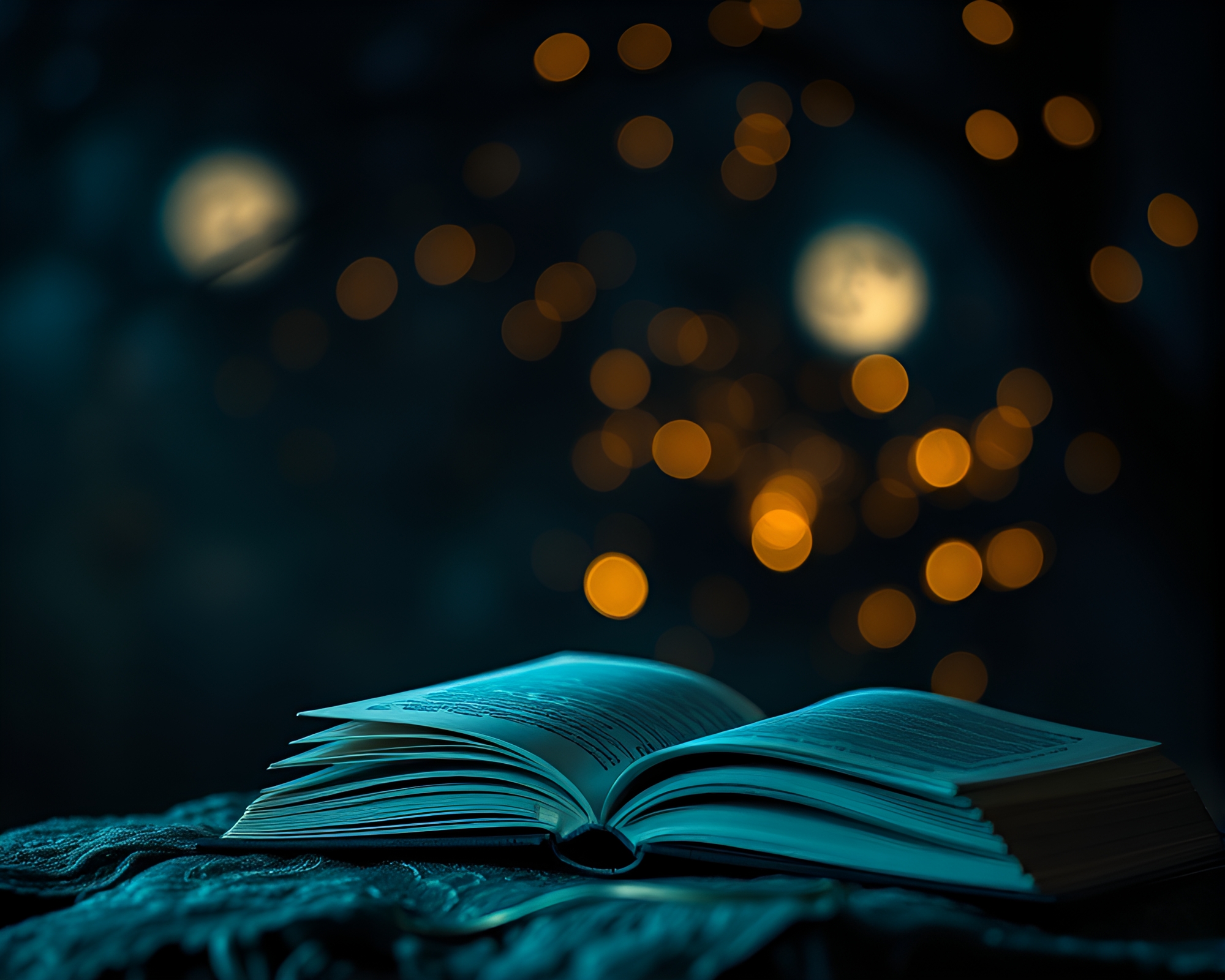 Enchanted Moonlit Book in Soft Focus Background – free AI stock image