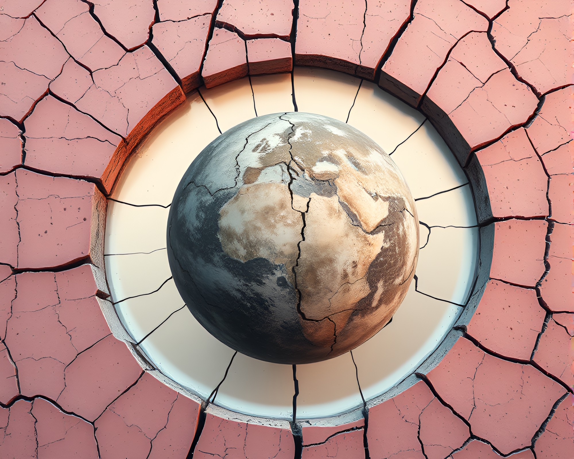 Cracked Earth Reflects in Haunted Pastel Mirror – free AI stock image