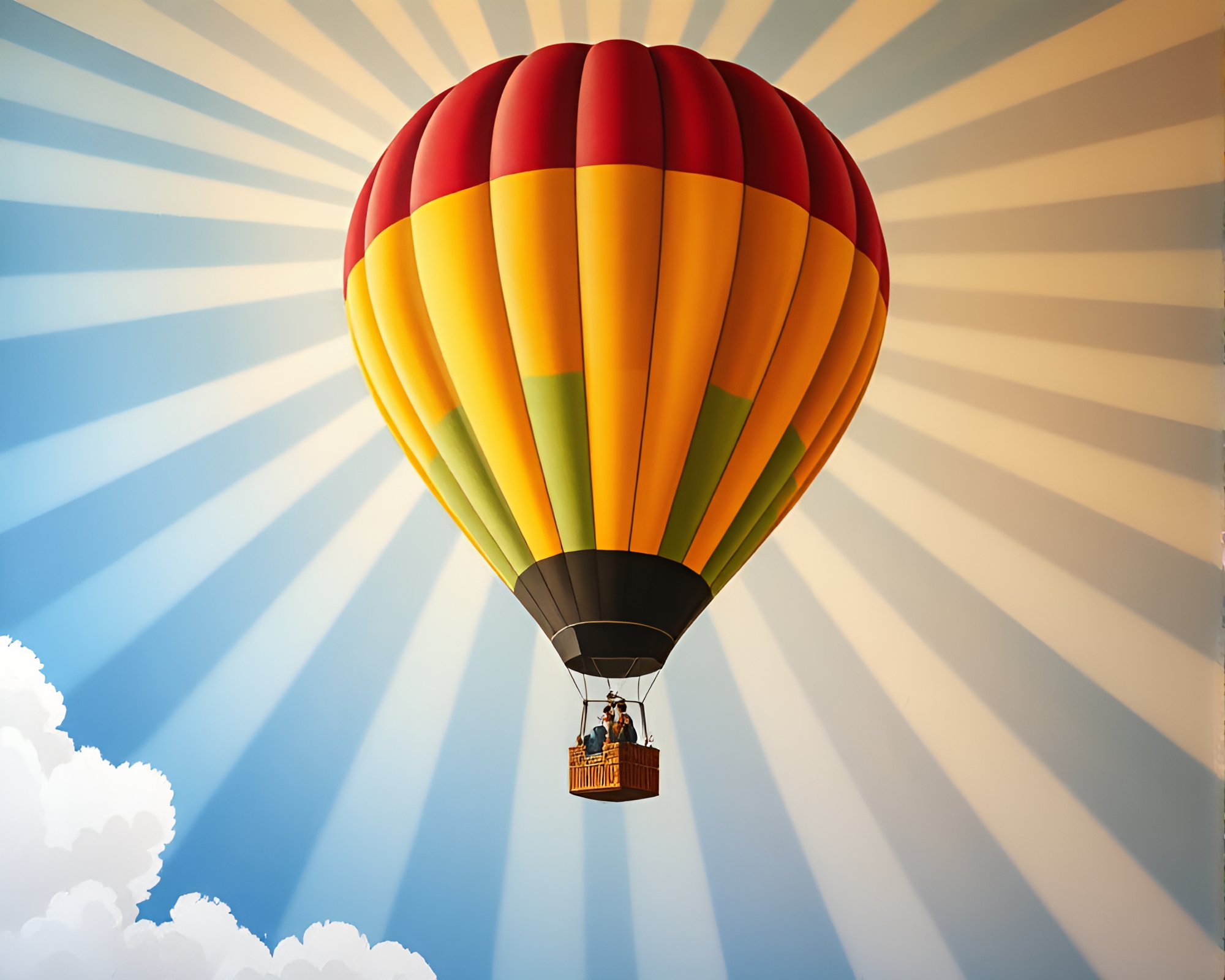 Surreal Hot Air Balloon Journey Mural – free AI stock image