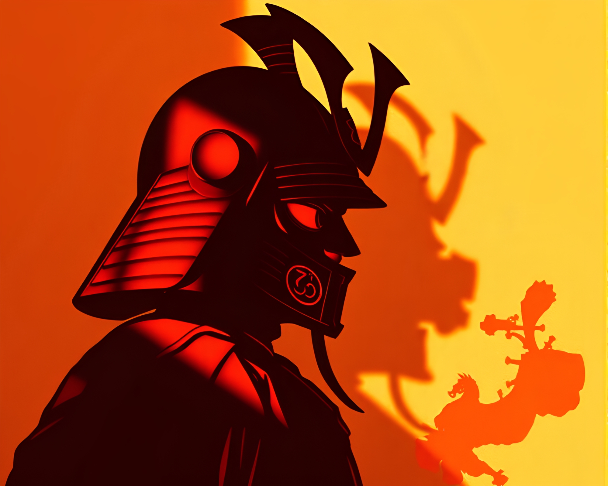 Samurai Helmet with Stencil Shadows – free AI stock image