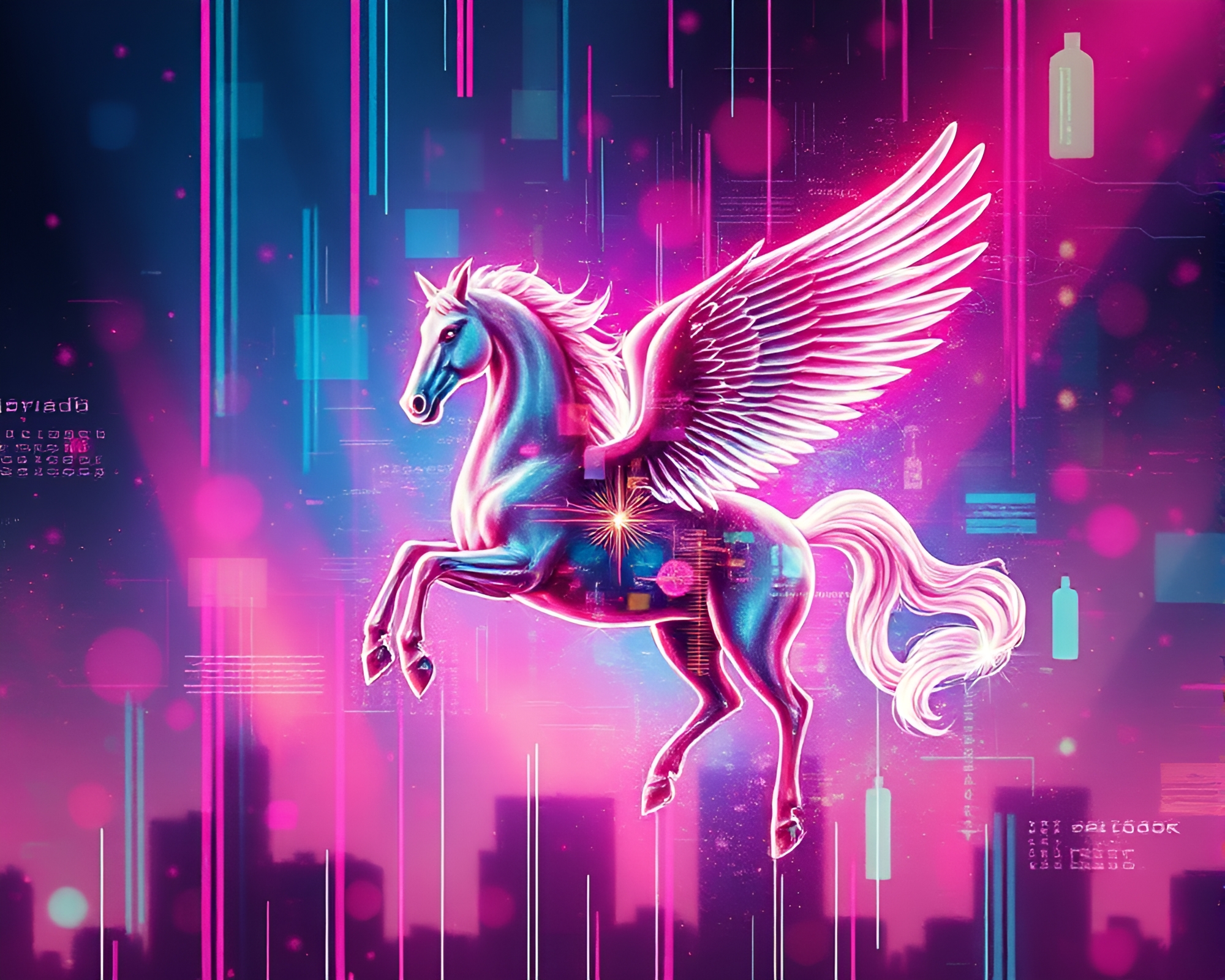 Glitch Art Pegasus in Dreamy Street Art Tags – free AI stock image