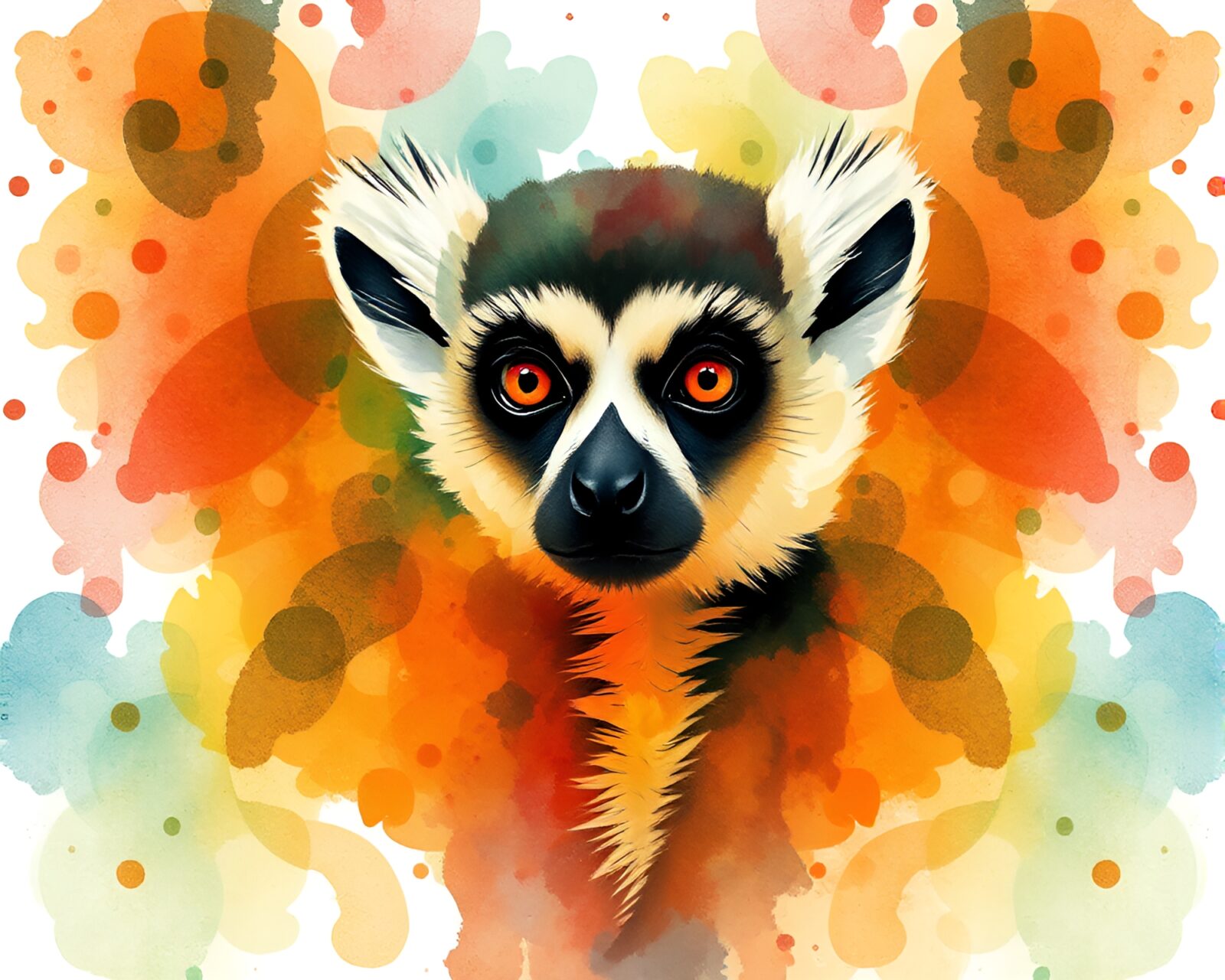 Vibrant abstract Lemur surrounded by dynamic geometric patterns