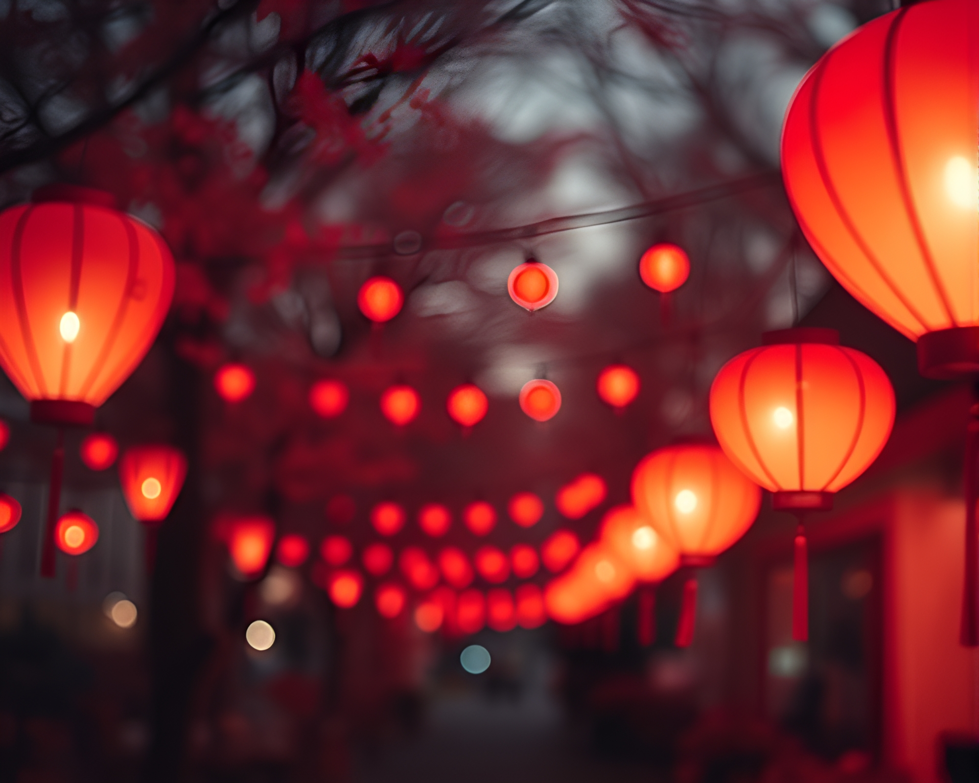 Enchanting Lanterns in Infrared Duochrome Bokeh – free AI stock image