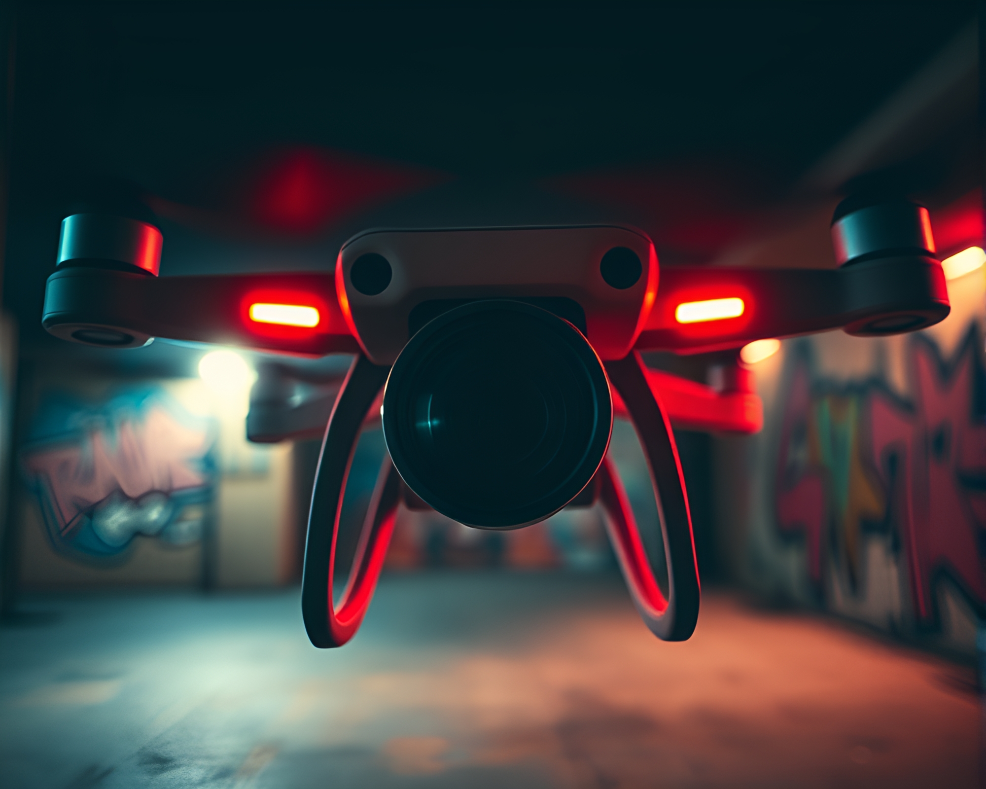 Infrared Drone Spotlight Graffiti Artistic Split Focus – free AI stock image
