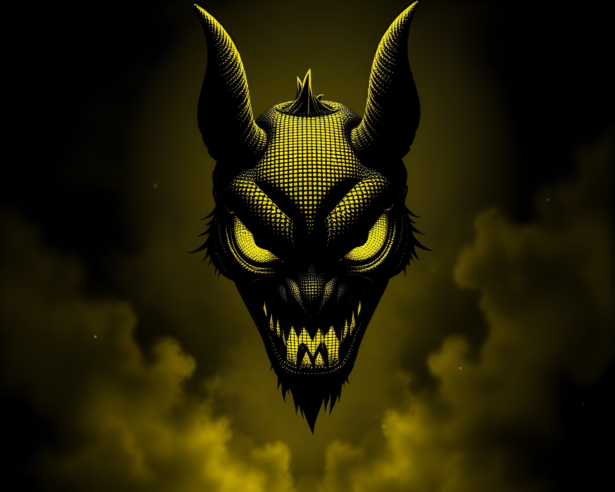 Esoteric Djinn in Monochrome Yellow Halftone Grid – free AI stock image