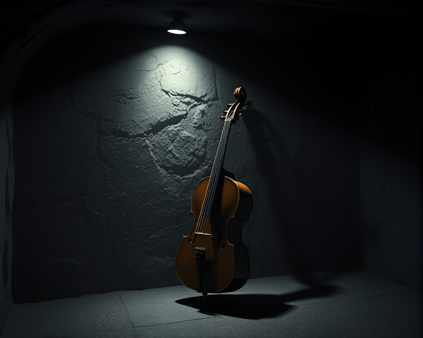 Gloomy basement ambiance with a detailed stippled cello