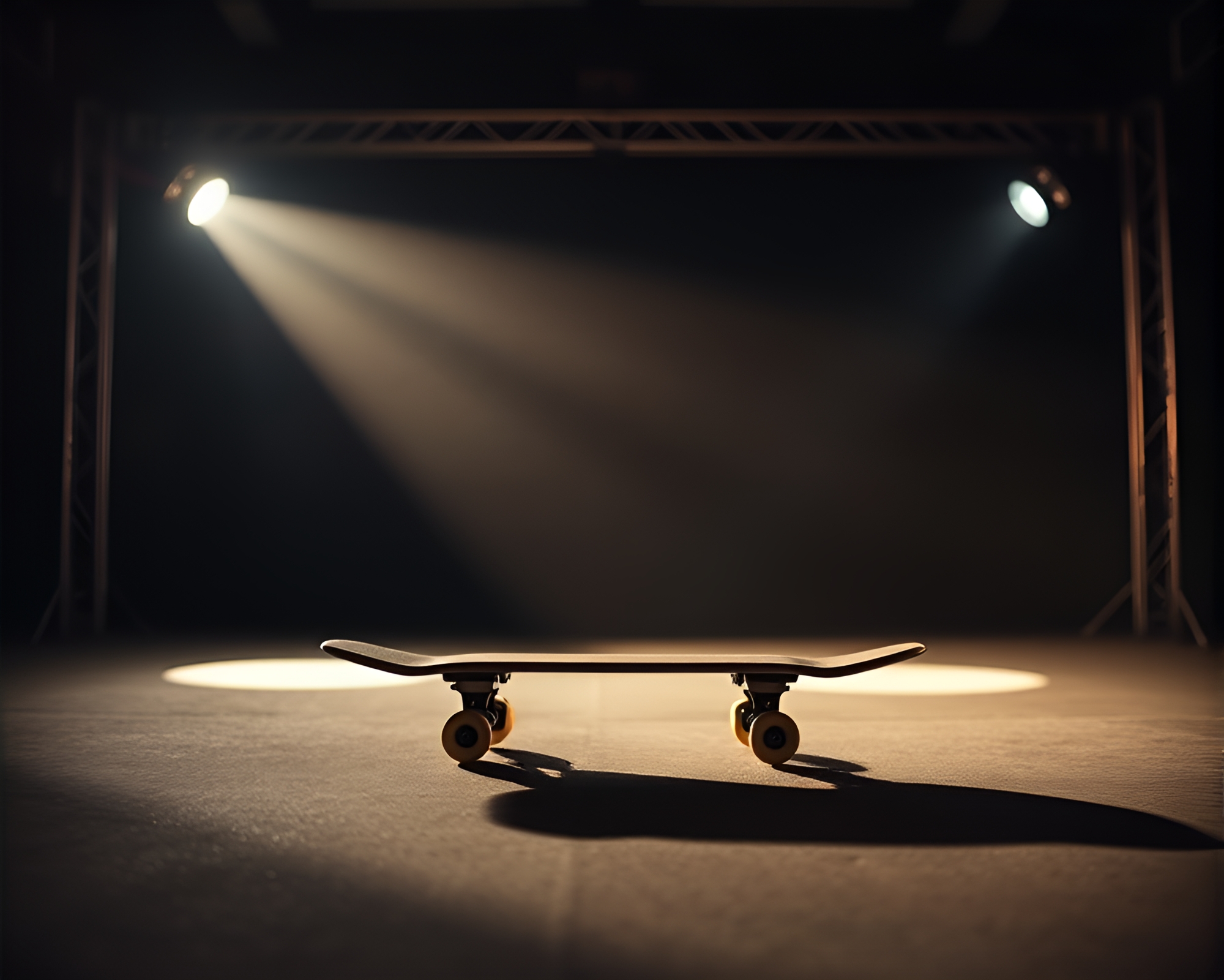 Dynamic Skateboarder in Soft Spotlight Focus – free AI stock image