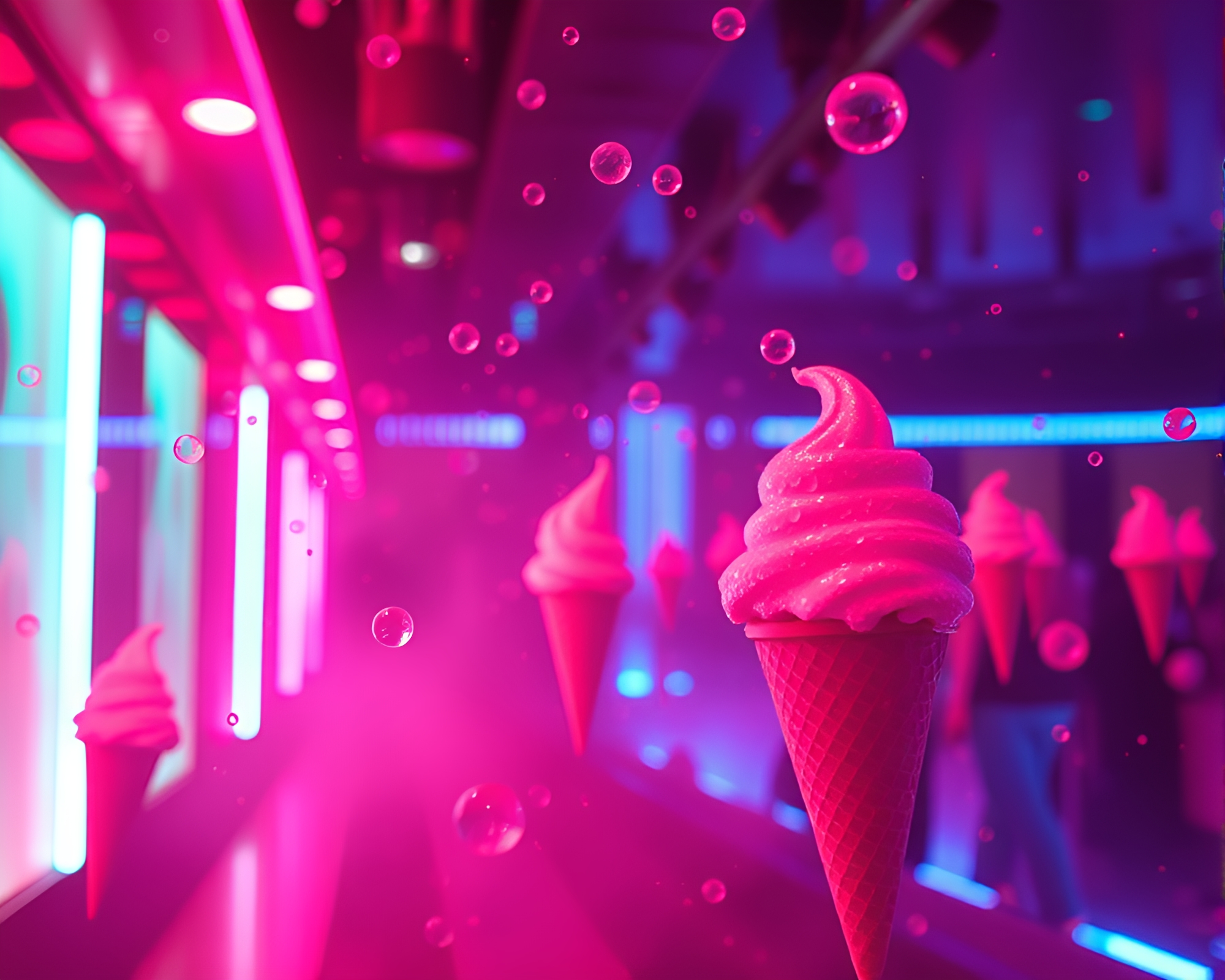 Gelato Cone in Strobe-lit X-Ray Particles – free AI stock image