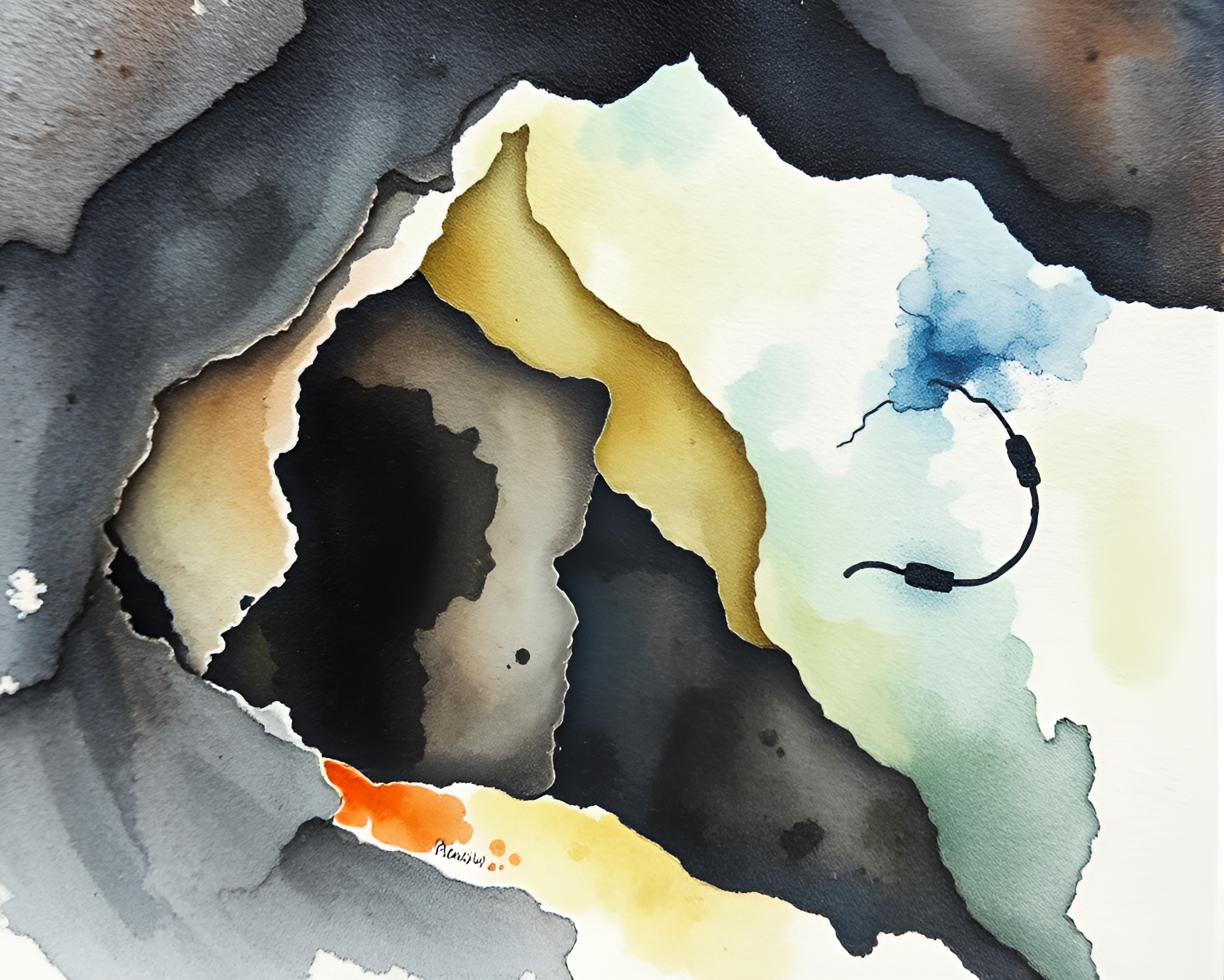 Enigmatic Underwater Cave Painting with Watercolor Hues – free AI stock image