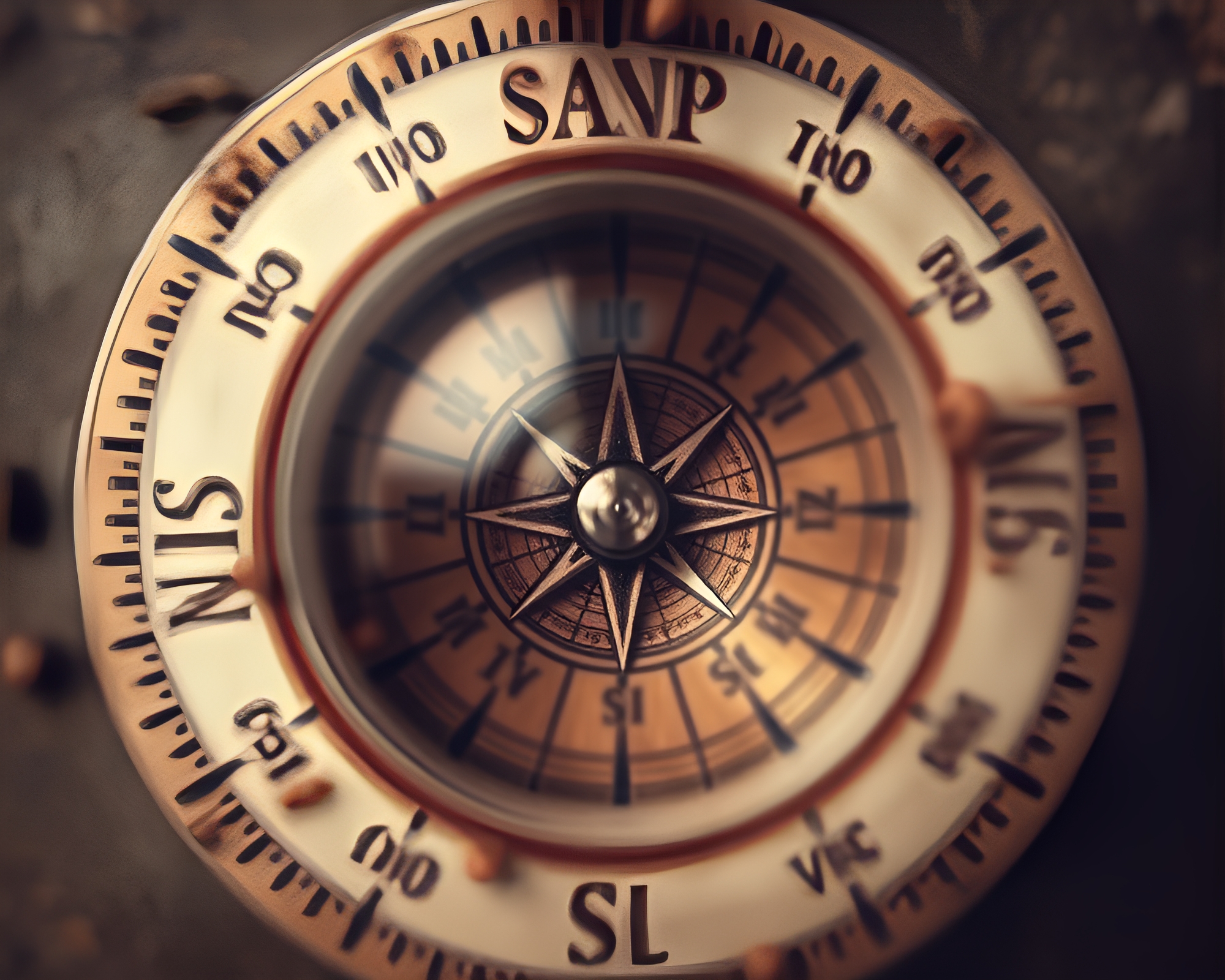 Surreal Lens Distorted Compass Concept Art – free AI stock image