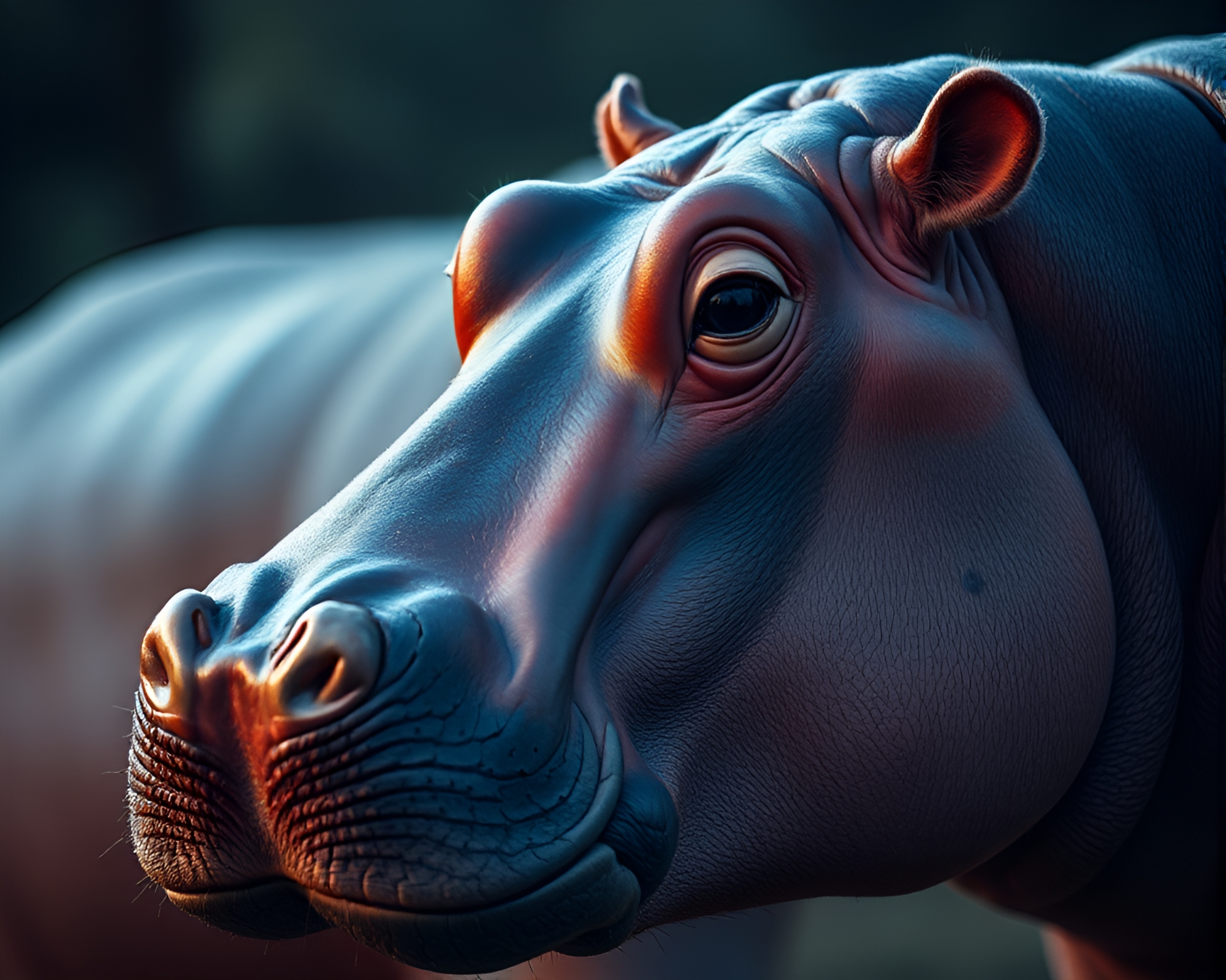 Hippopotamus Charmed by Bokeh Lights – free AI stock image