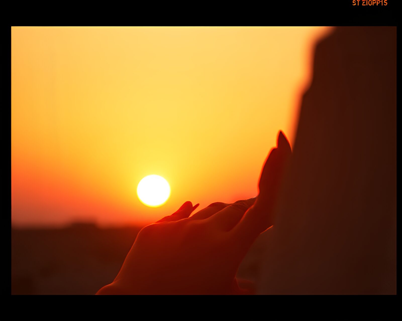 Golden hour dusk scene featuring a scorpion in film sprocket holes