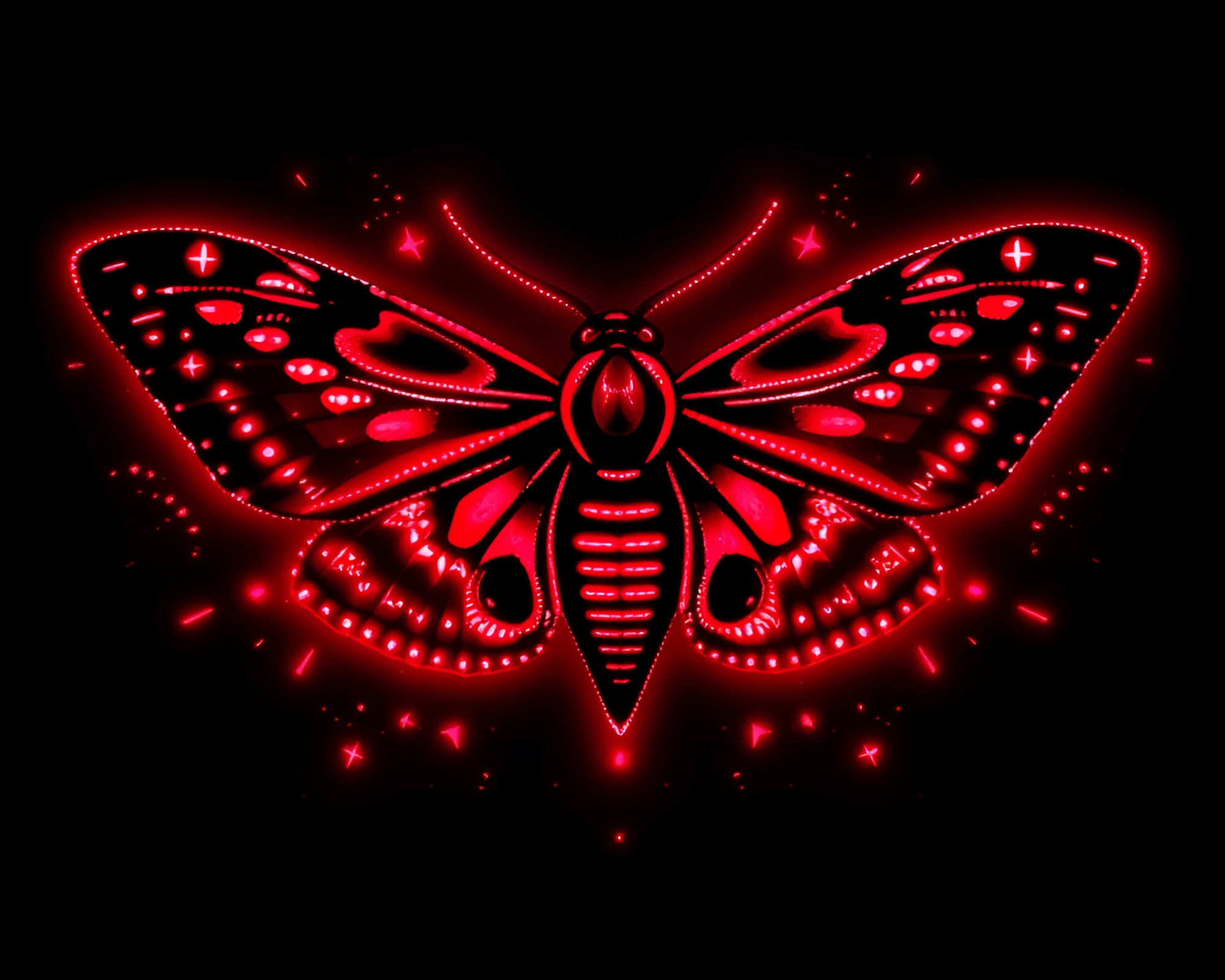 Glowing LED Moth Tattoo Art – free AI stock image