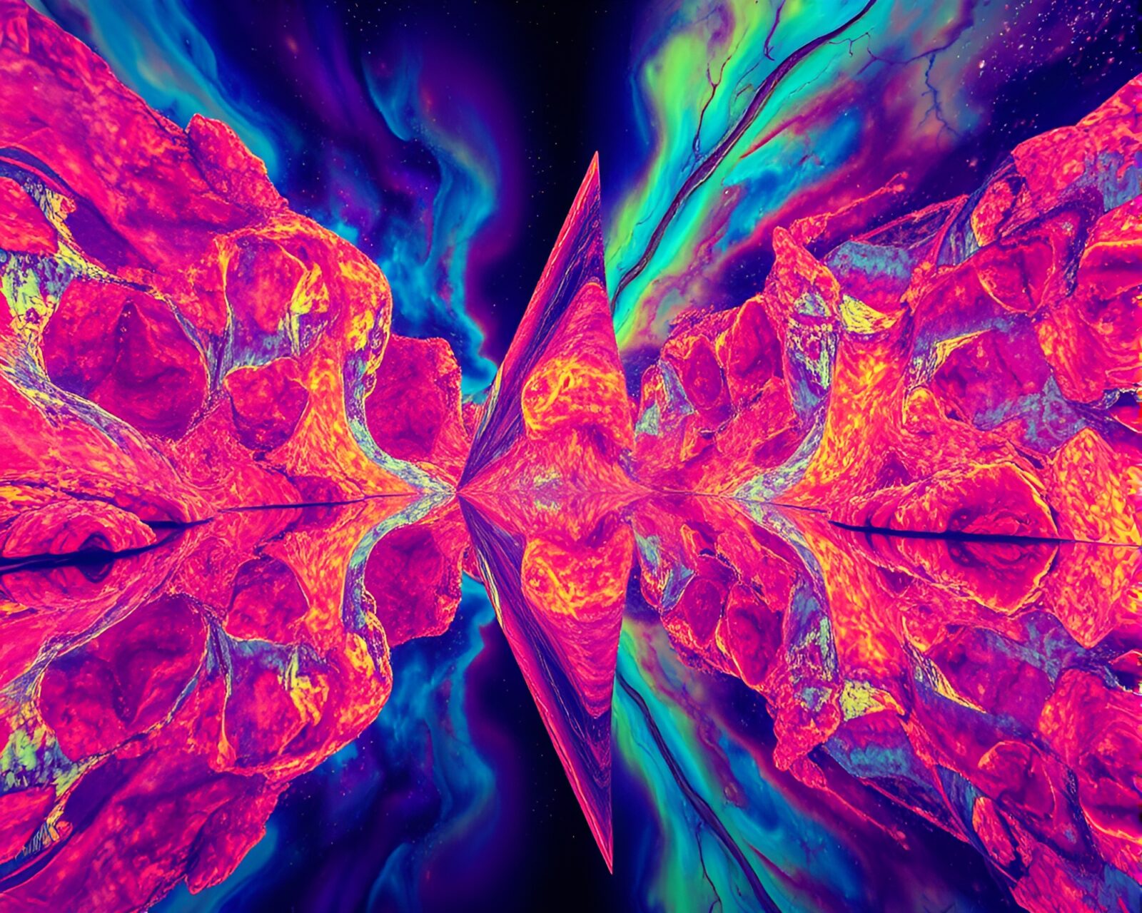 Ecorche mirror shard displaying surreal thermal imaging colors