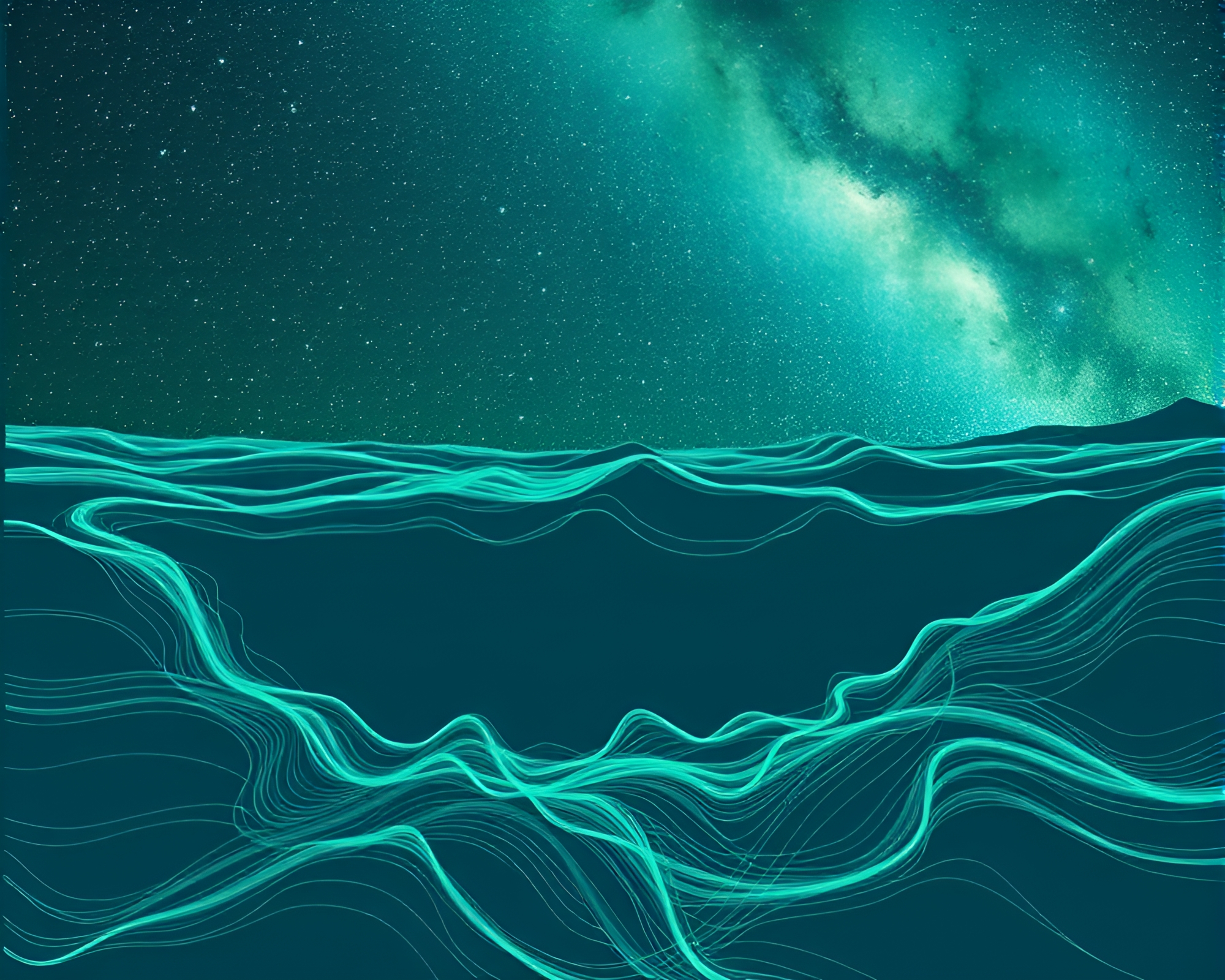 Mint Green Leviathan: Blueprint Star Trails Composition – free AI stock image