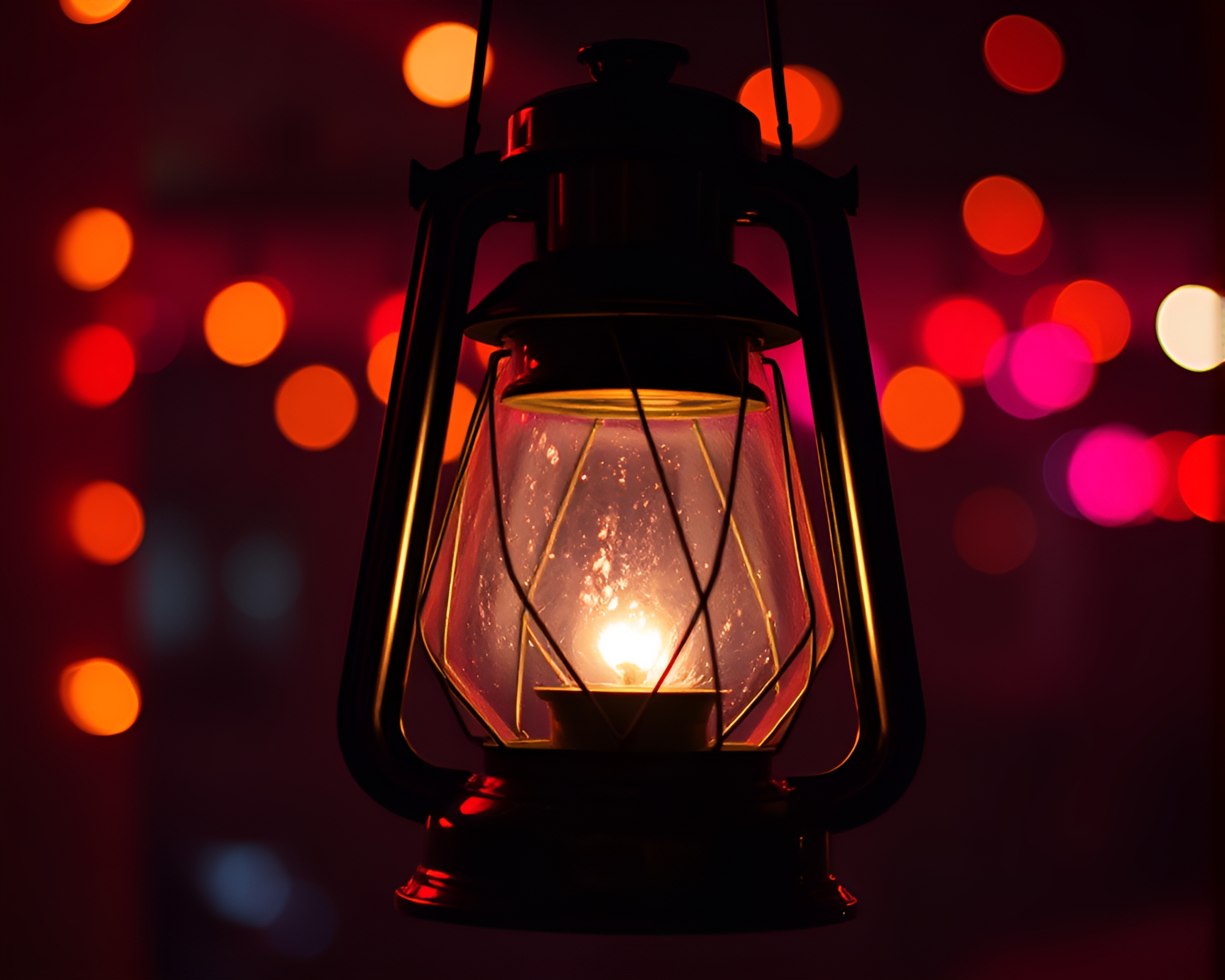 Grunge Style Pyramid Illuminated by Lantern Light – free AI stock image