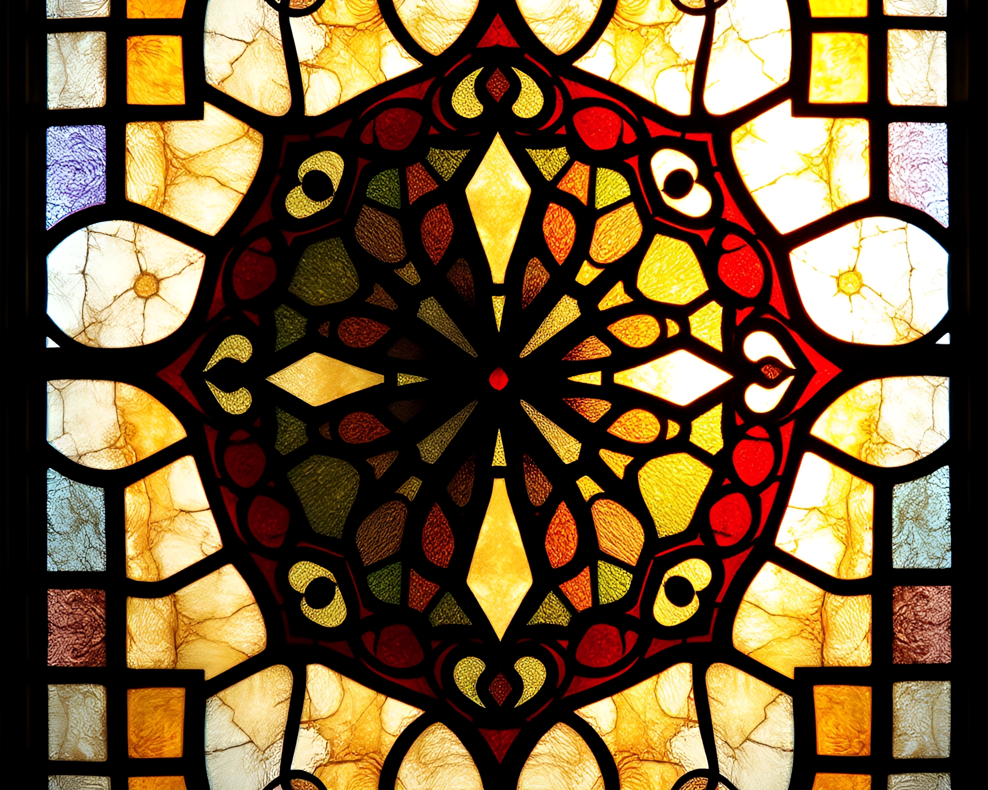 Stained-Glass Mirror Symmetry: Sgraffito Brightness – free AI stock image