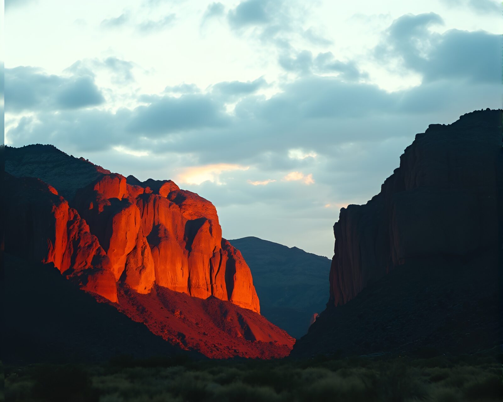 Majestic cave paintings illuminated by golden hour lighting