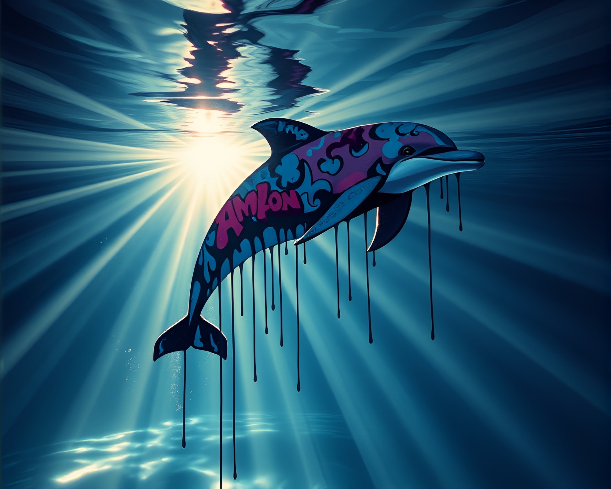Graffiti Dripping Amazon River Dolphin X-Ray Art – free AI stock image