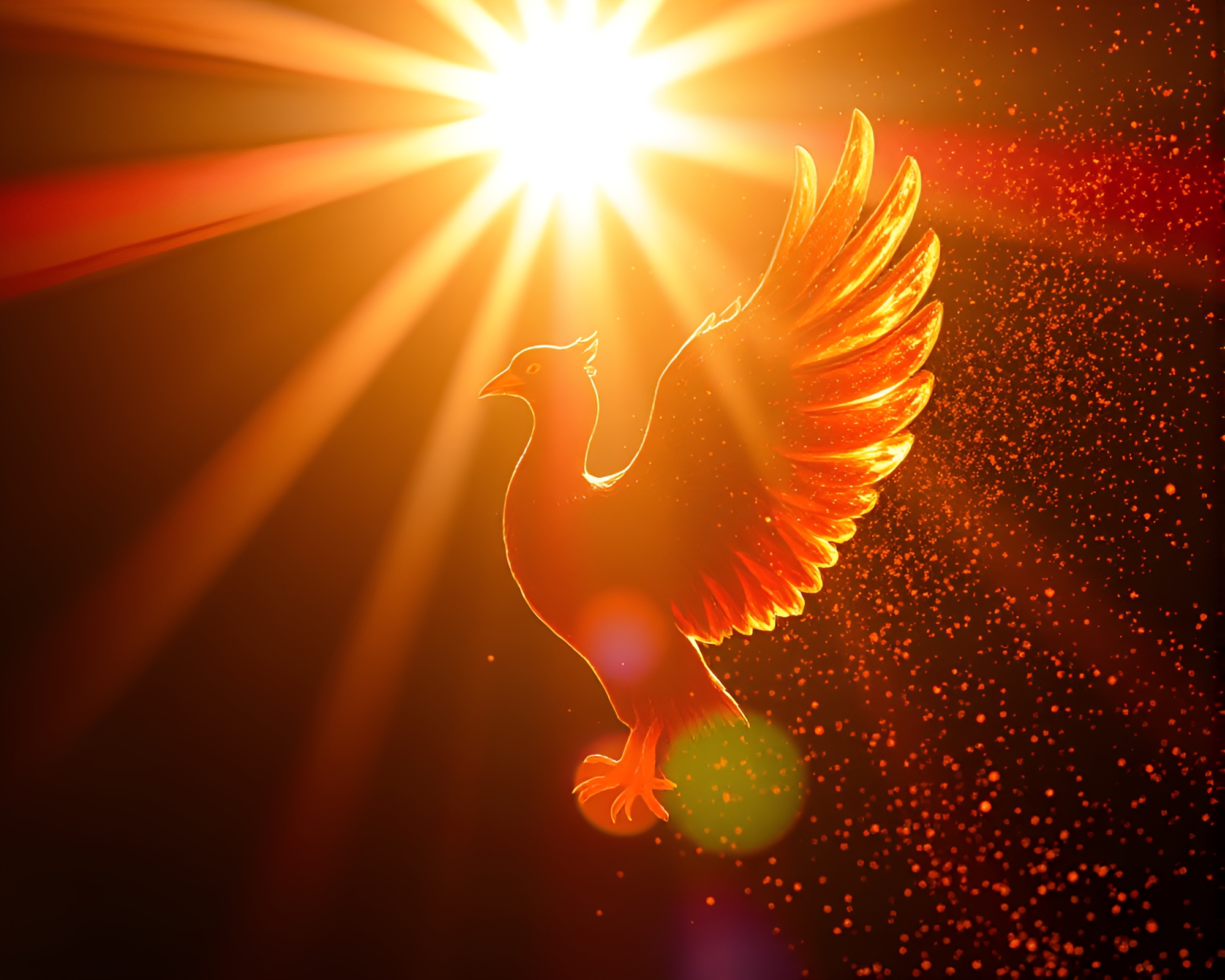 Majestic Phoenix Rises in Glowing Bronze Hues – free AI stock image