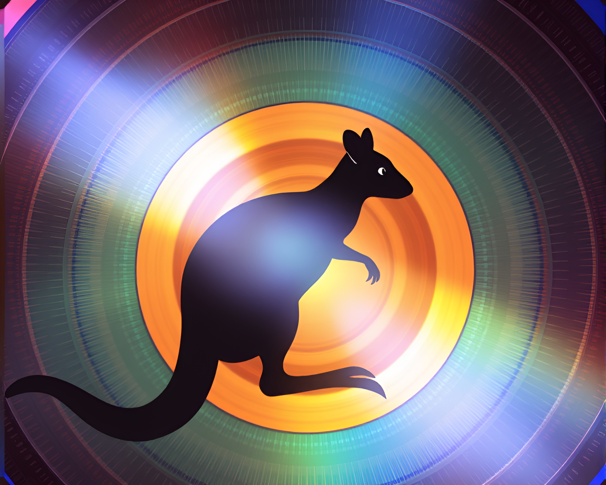 Kangaroo in Holographic Circles – free AI stock image