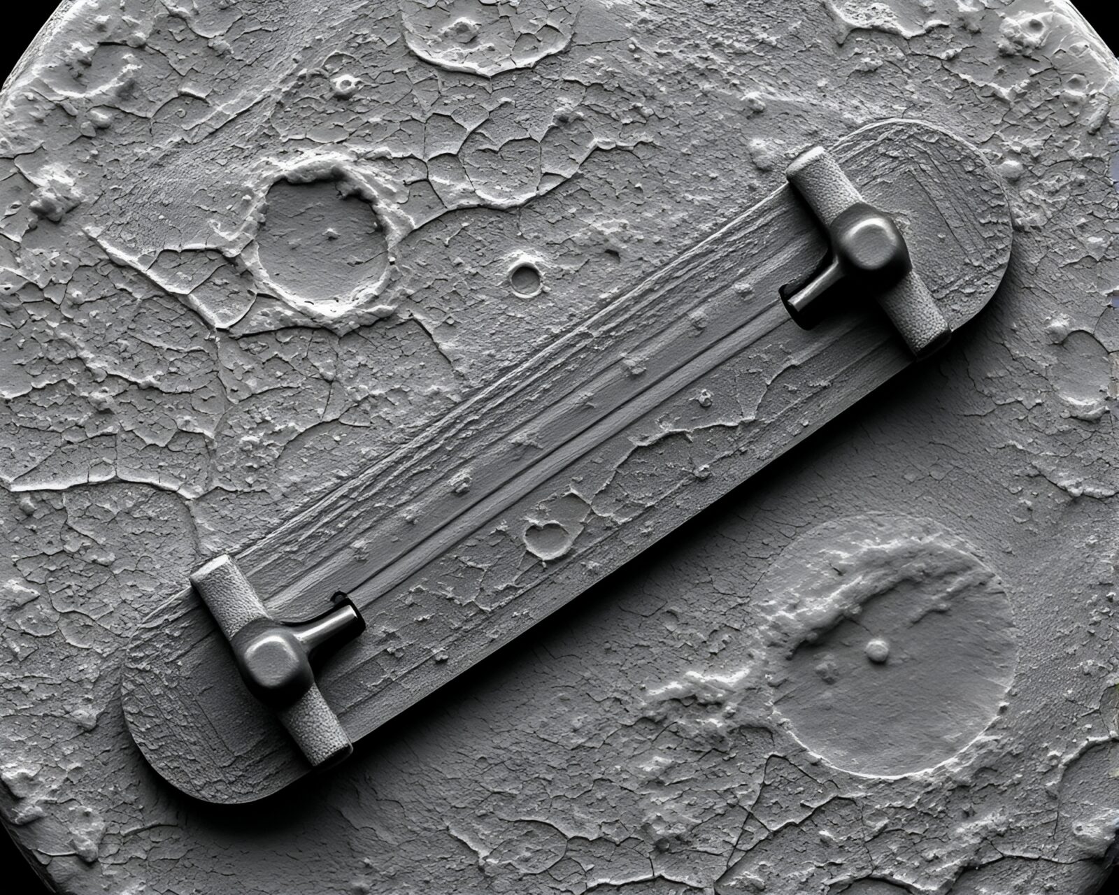 Intricately detailed skateboard featuring lunar-themed leaf vein design