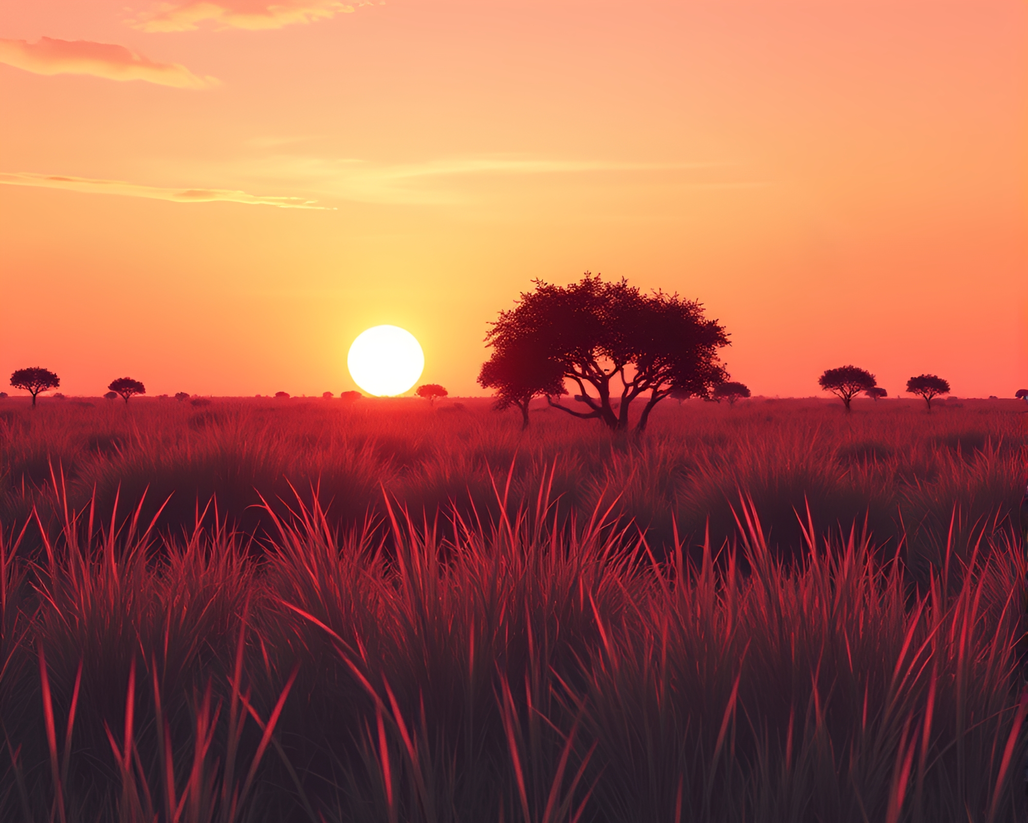 Savannah Sunrise: Negative Space AI Art – free AI stock image