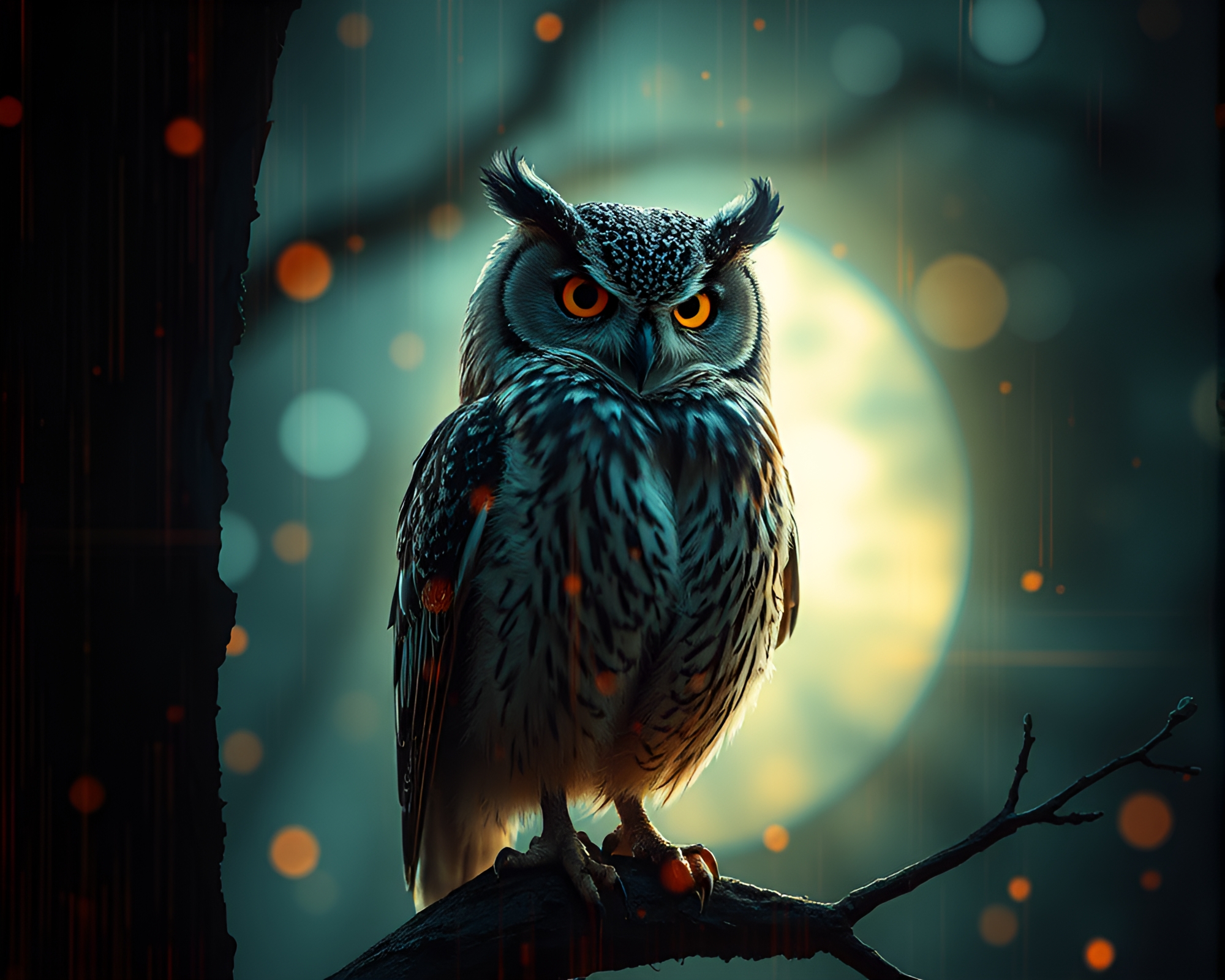 Clockwork Owl in Glitch Art at Dawn – free AI stock image