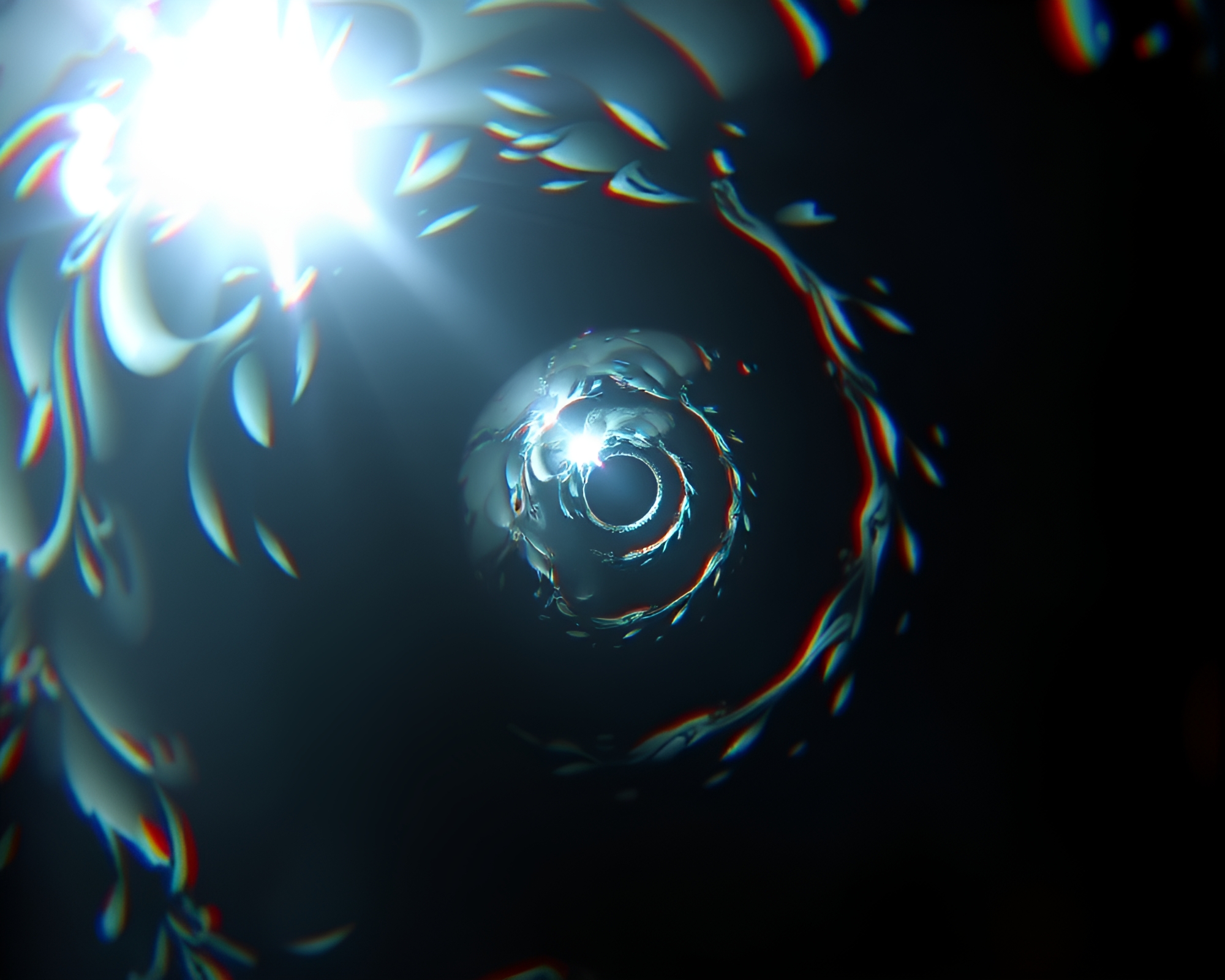 Fibonacci Spiral Submersible in Eclipse Shadow Anaglyph 3D – free AI stock image